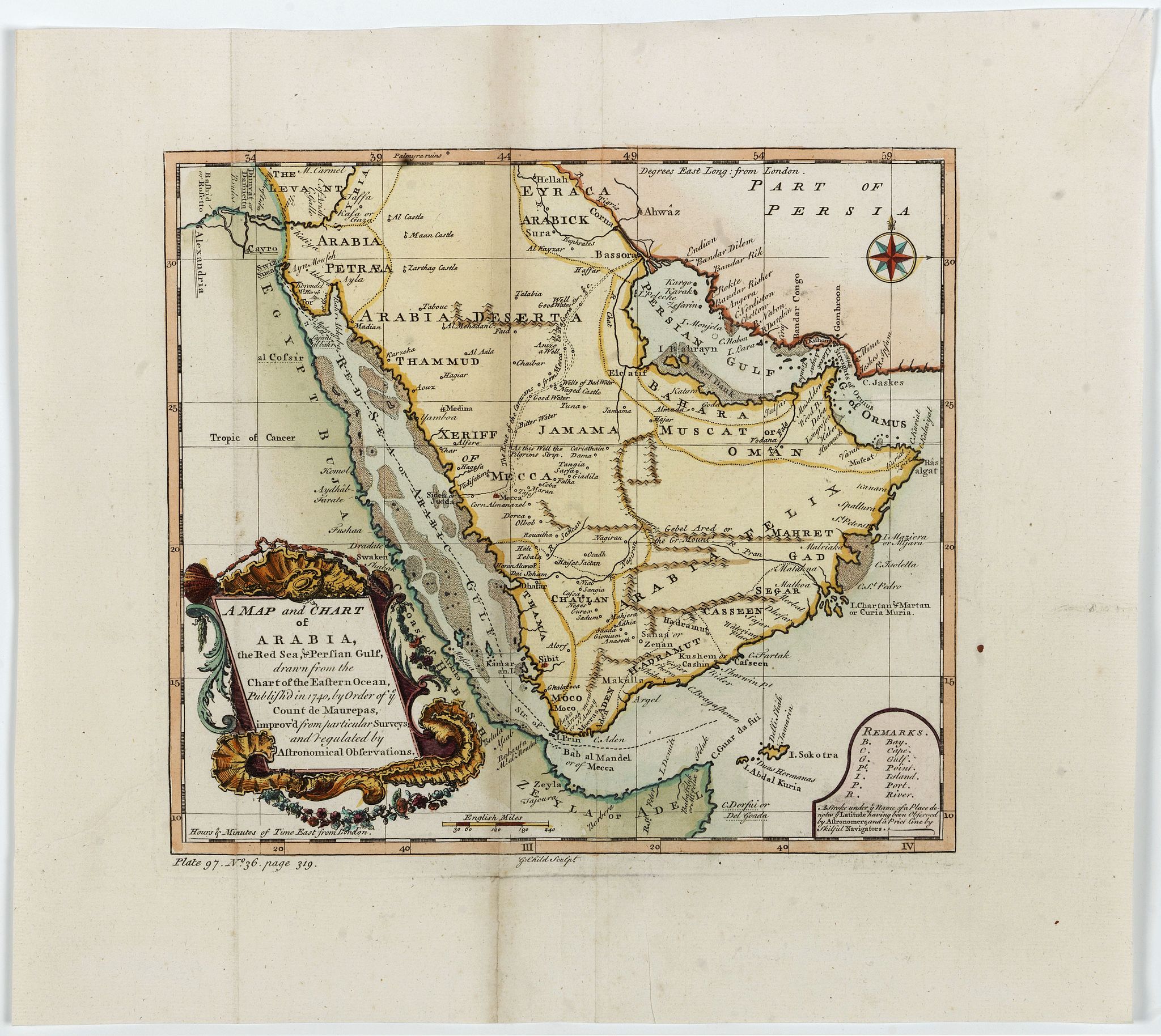 CHILD, G., A map and chart of Arabia the Red Sea, & Persian Gulf…, antique map, old maps