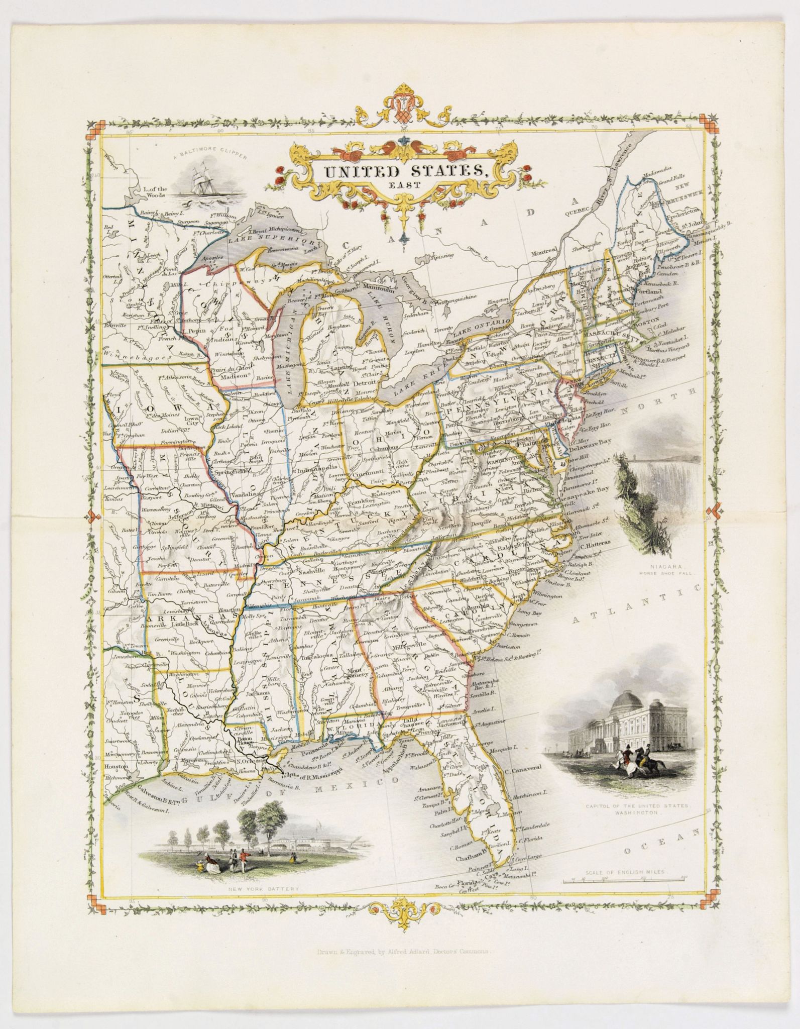 ADLARD, Alfred., United States, East.., antique map, old maps