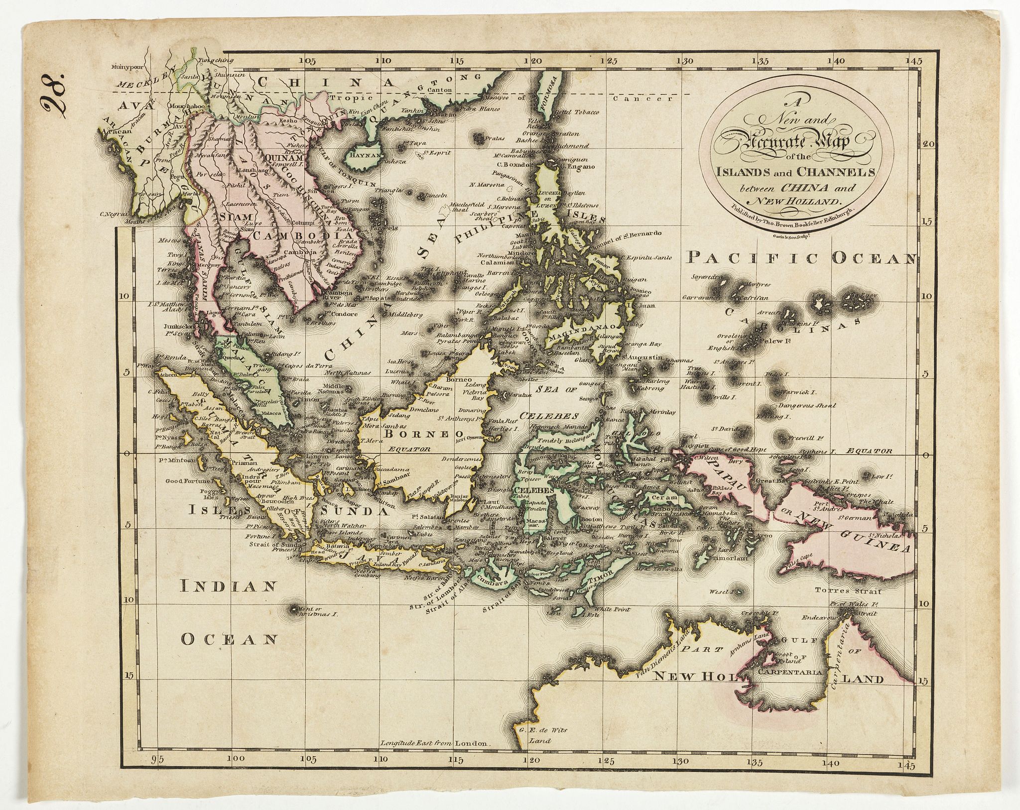 BROWN, Th., A new and Accurate map of the islands and Channels between China and New Holland., antique map, old maps