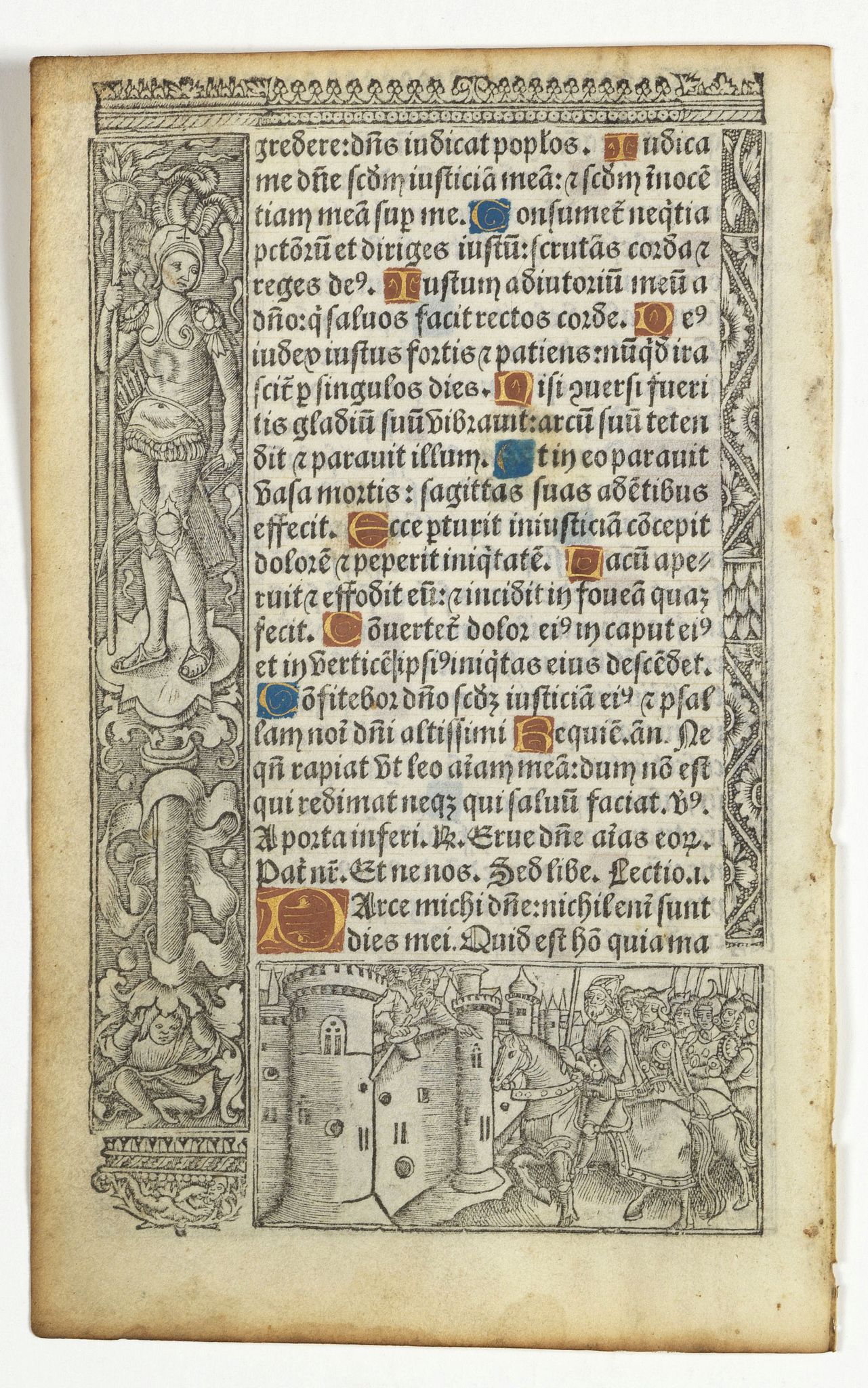 BOOK OF HOURS, Leaf on vellum from a printed Book of Hours., antique map, old maps