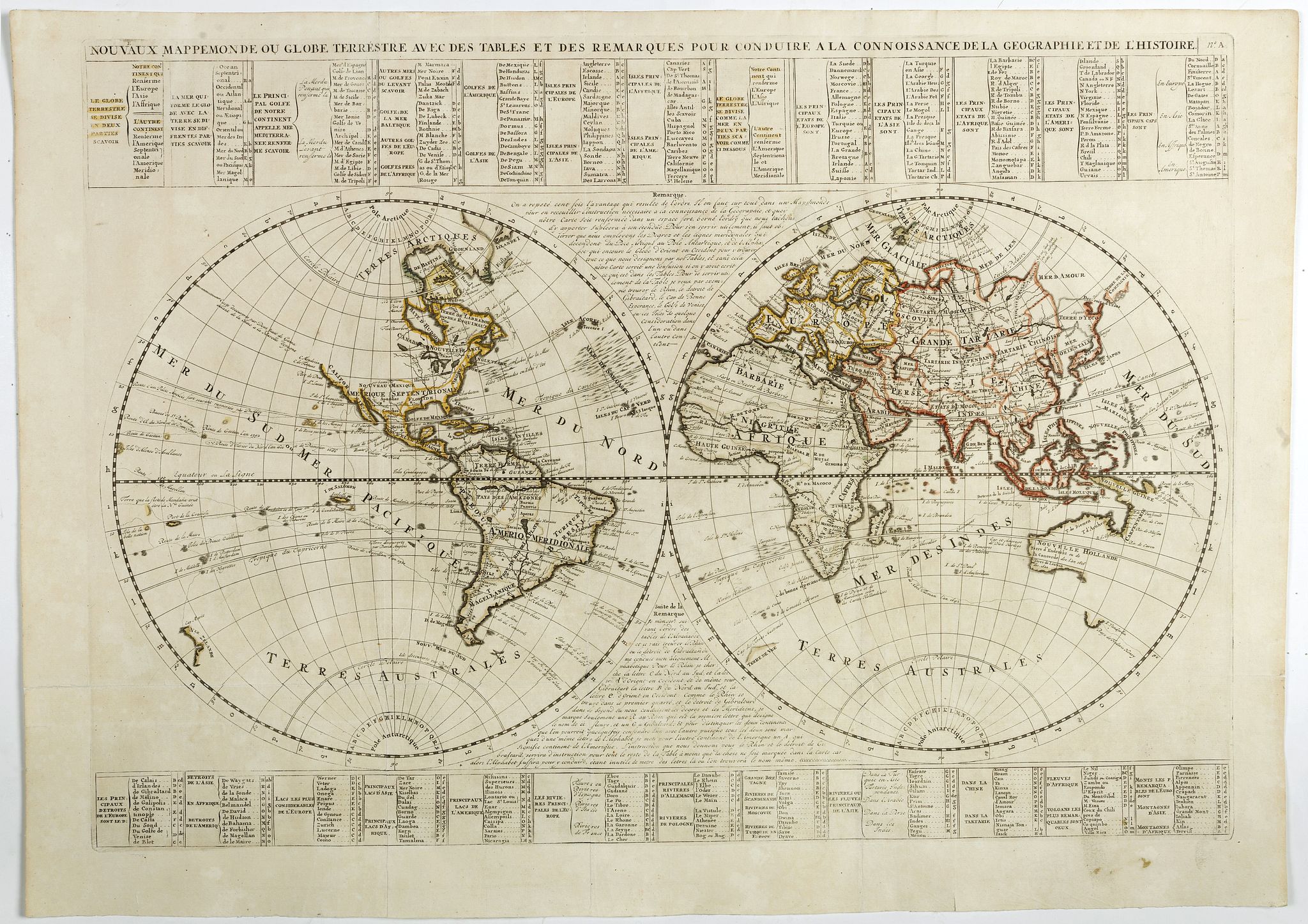 CHATELAIN, H., Nouvaux Mappemonde ou globe terrestre avec des tables et des .., antique map, old maps
