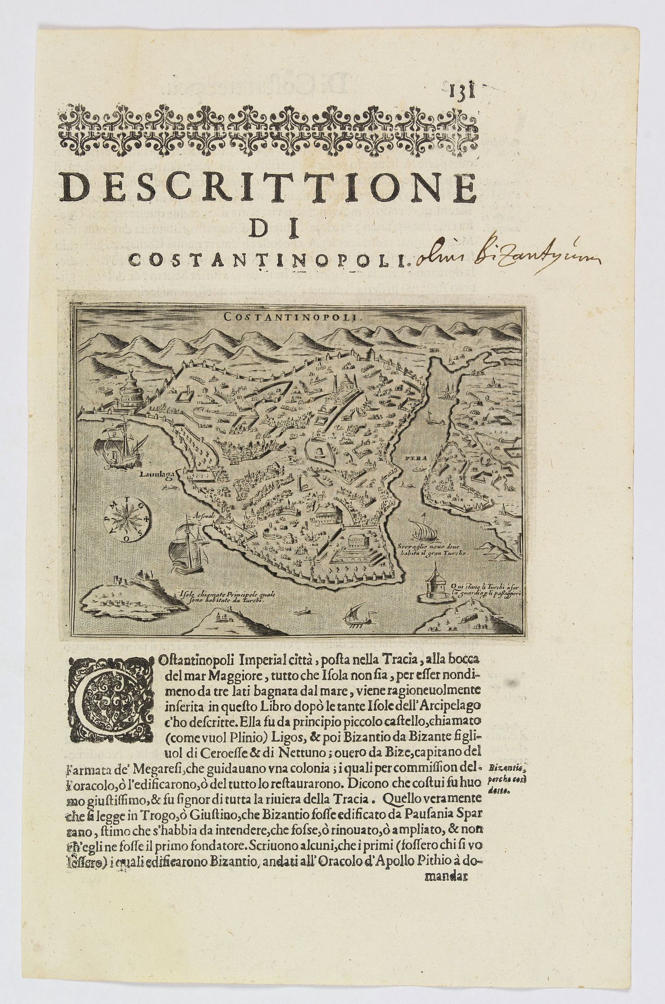 PORCACCHI, T., Costantinopoli., antique map, old maps