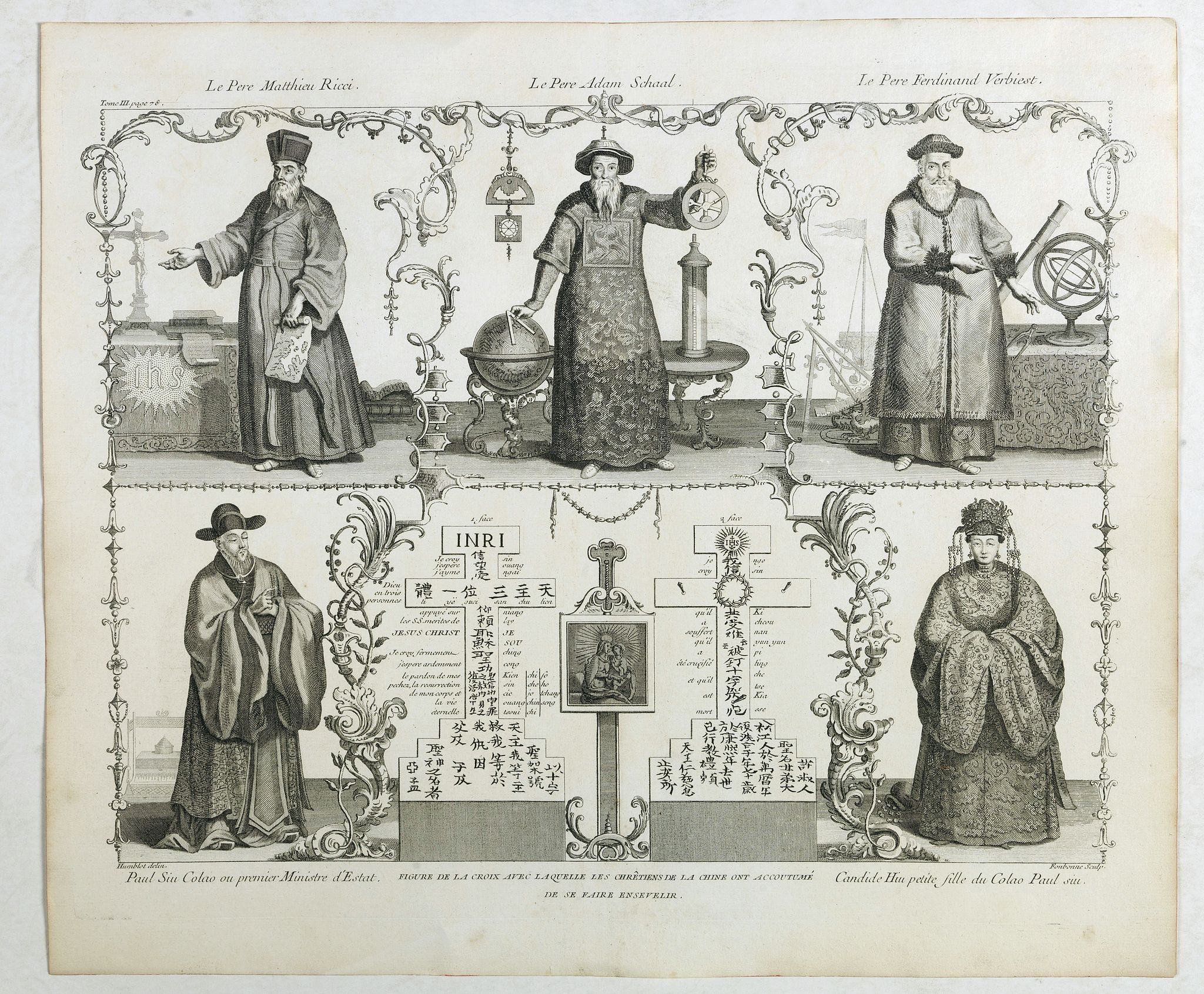 DU HALDE, P., Père Matthieu Ricci / Père Adam Schaal / Père Ferdinand Verbiest., antique map, old maps