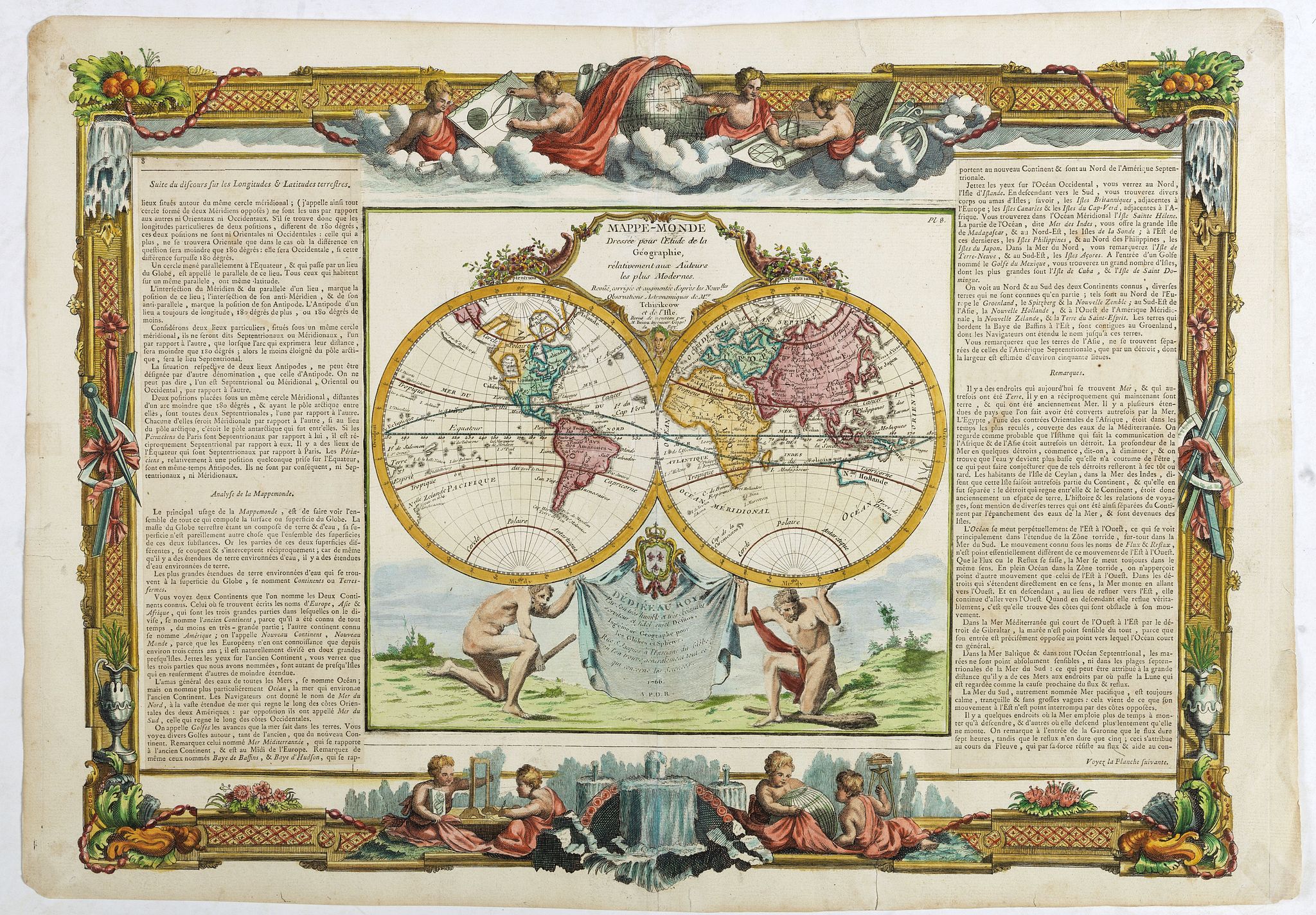 DESNOS/ BRION, Mappe-monde dréssée pour l'étude de la géographie, relativement aux auteurs les plus modernes . . ., antique map, old maps