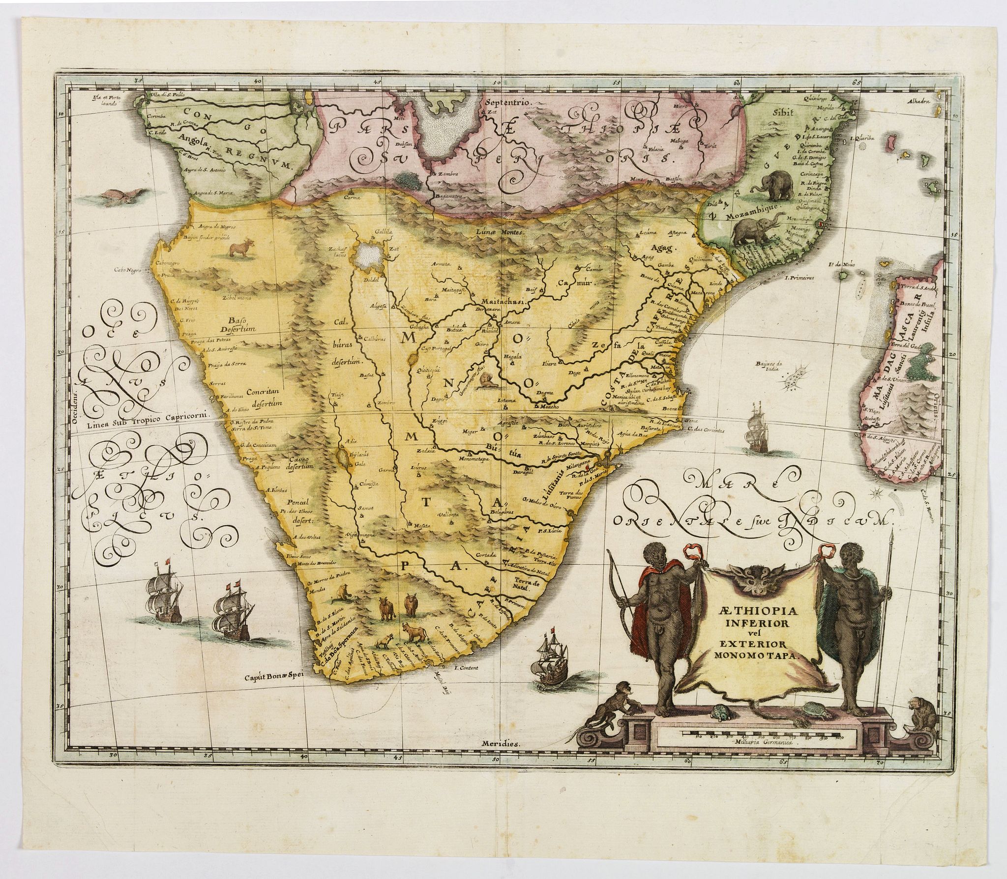 MERIAN, M., Aethopia Inferior vel Exterior Monomotapa., antique map, old maps