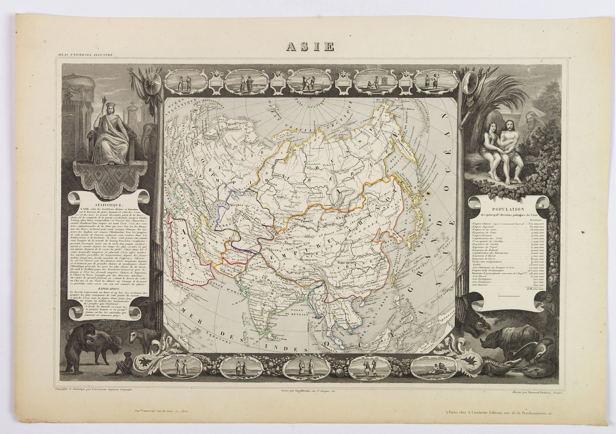 LEVASSEUR, V., Asie., antique map, old maps