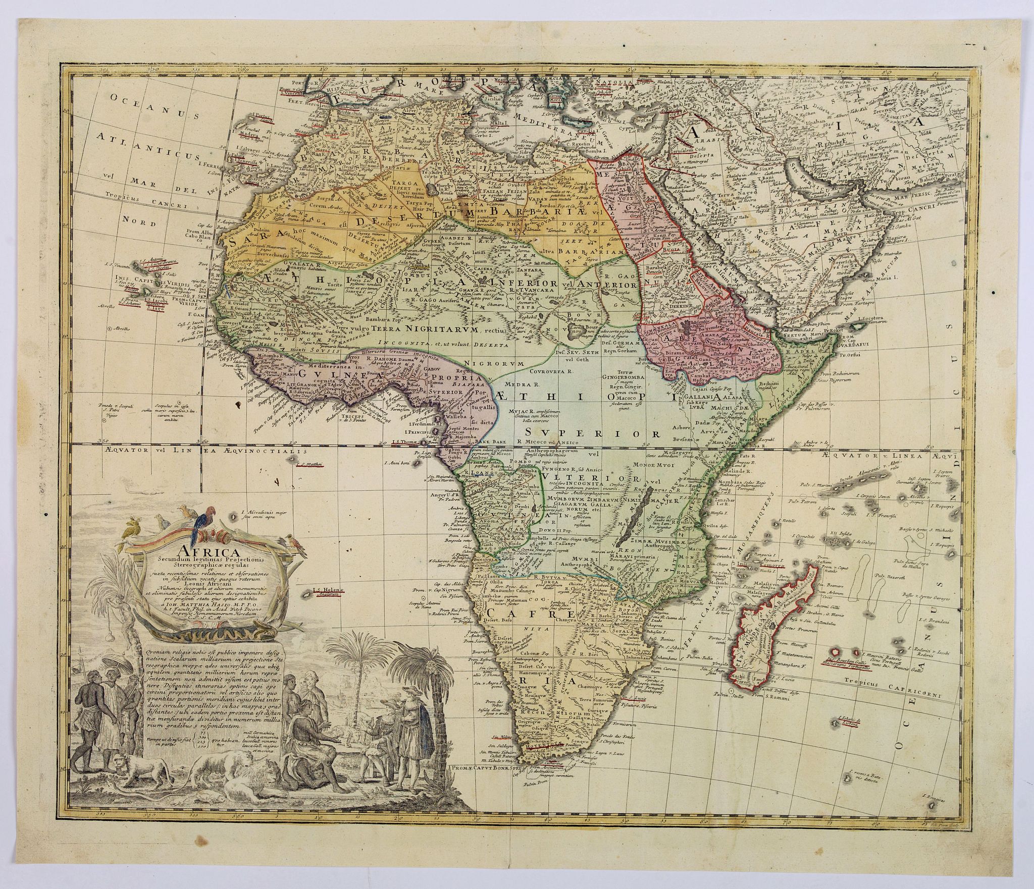HAAS, J.M. / HOMANN HEIRS., Africa Secundum legitimas Projectionis Sterographicae regulas. . ., antique map, old maps