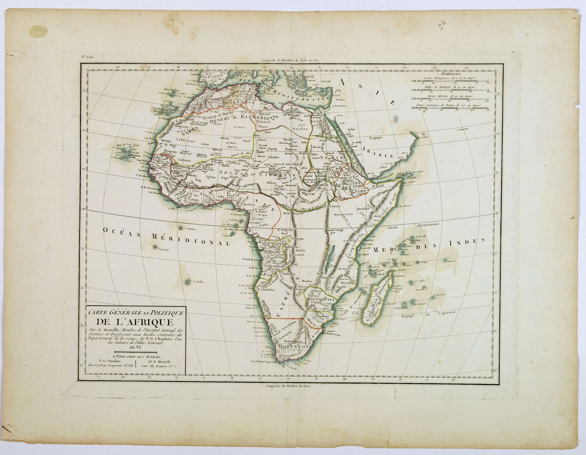 CHANLAIRE, P.G. / MENTELLE, E., Carte Generale et Politique de L'Afrique., antique map, old maps