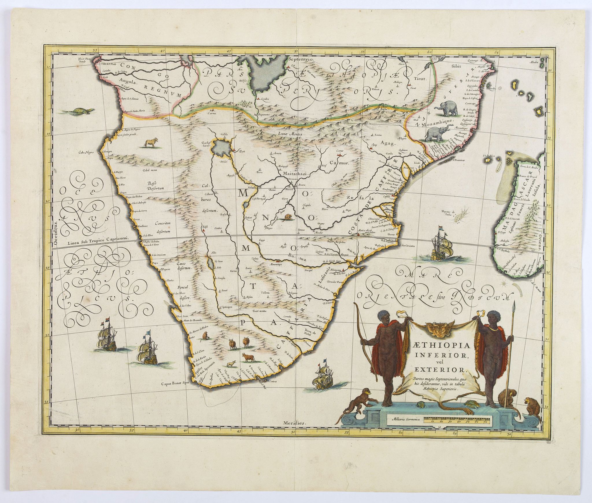JANSSONIUS, J., Aethopia Inferior vel Exterior., antique map, old maps