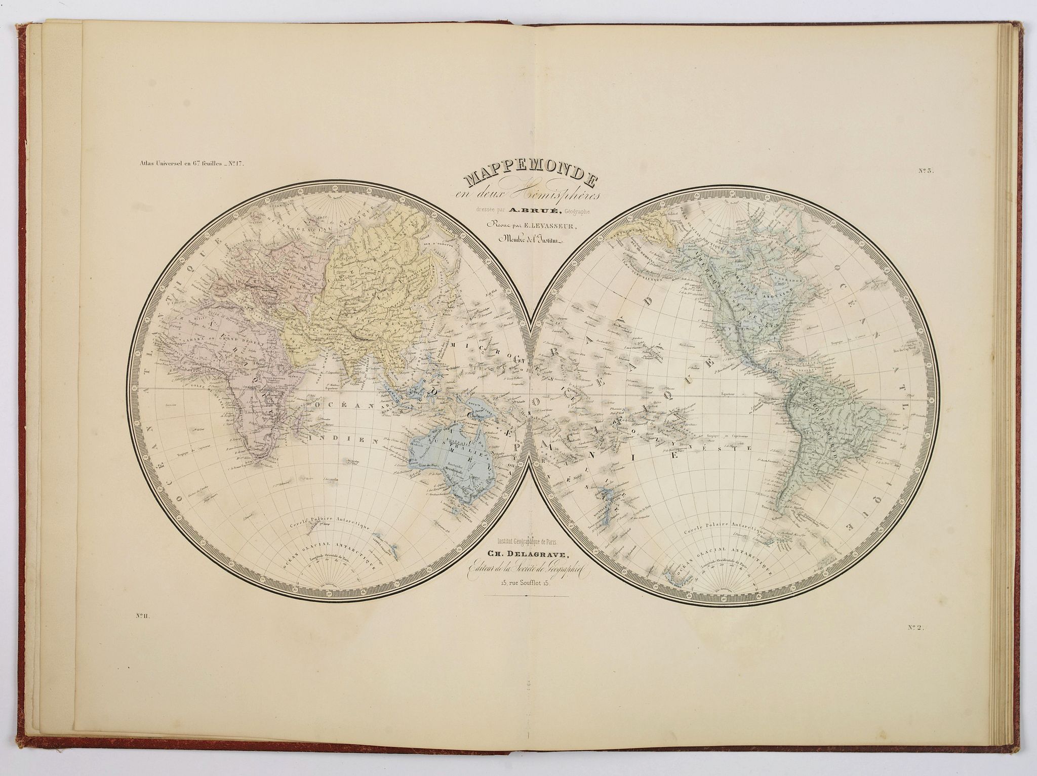 BRUE, A.E., Atlas Geographie Moderne Physique et Politique. . ., antique map, old maps