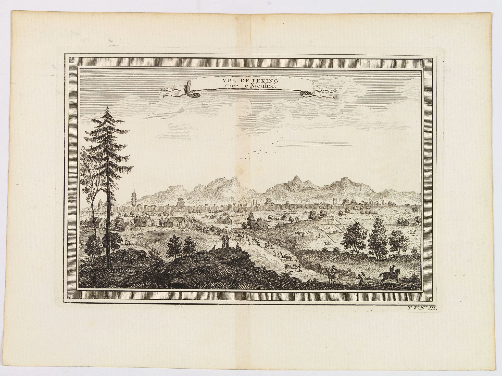 NIEUHOF, Johan., Vue de Peking tiree de Nieuhof., antique map, old maps