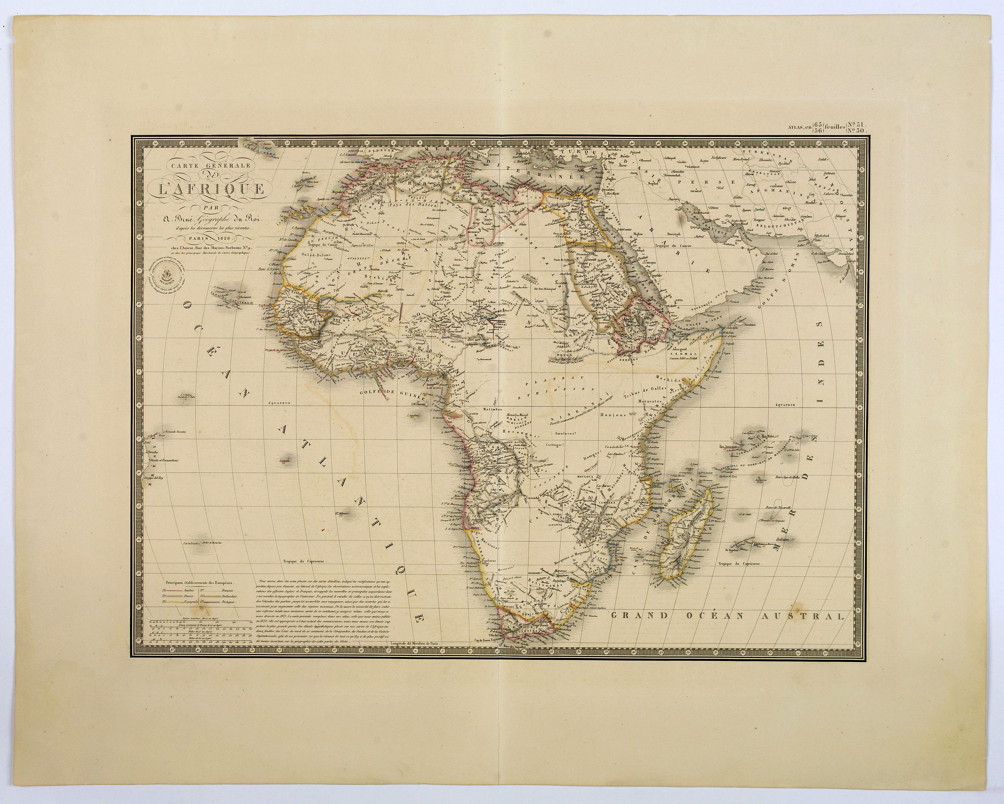 BRUE, A., Carte Generale de L'Afrique., antique map, old maps