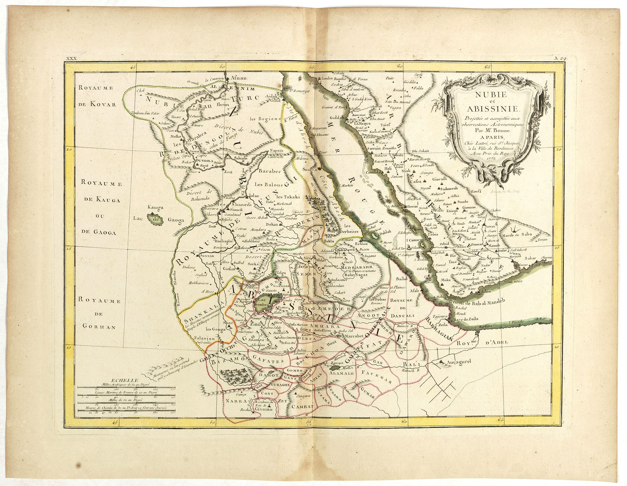 LATTRÉ / JANVIER,Sr., Nubie et Abissinie . . ., antique map, old maps