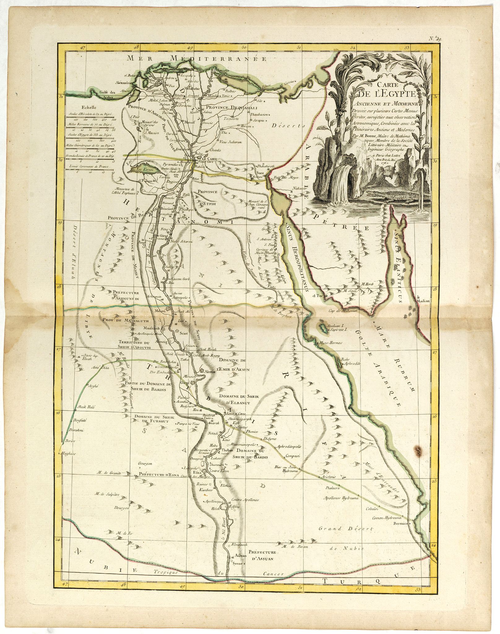 LATTRÉ / JANVIER,Sr., Carte de l'Egypte ancienne et moderne . . ., antique map, old maps