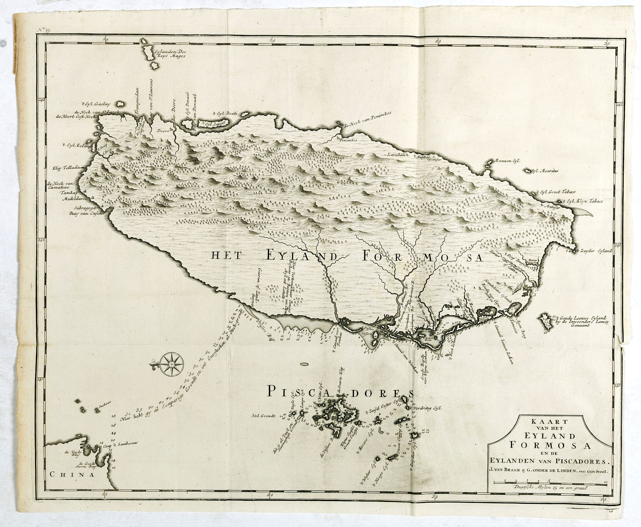 VALENTIJN, F., Kaart van het Eyland Formosa en de Eylanden van Piscadores., antique map, old maps