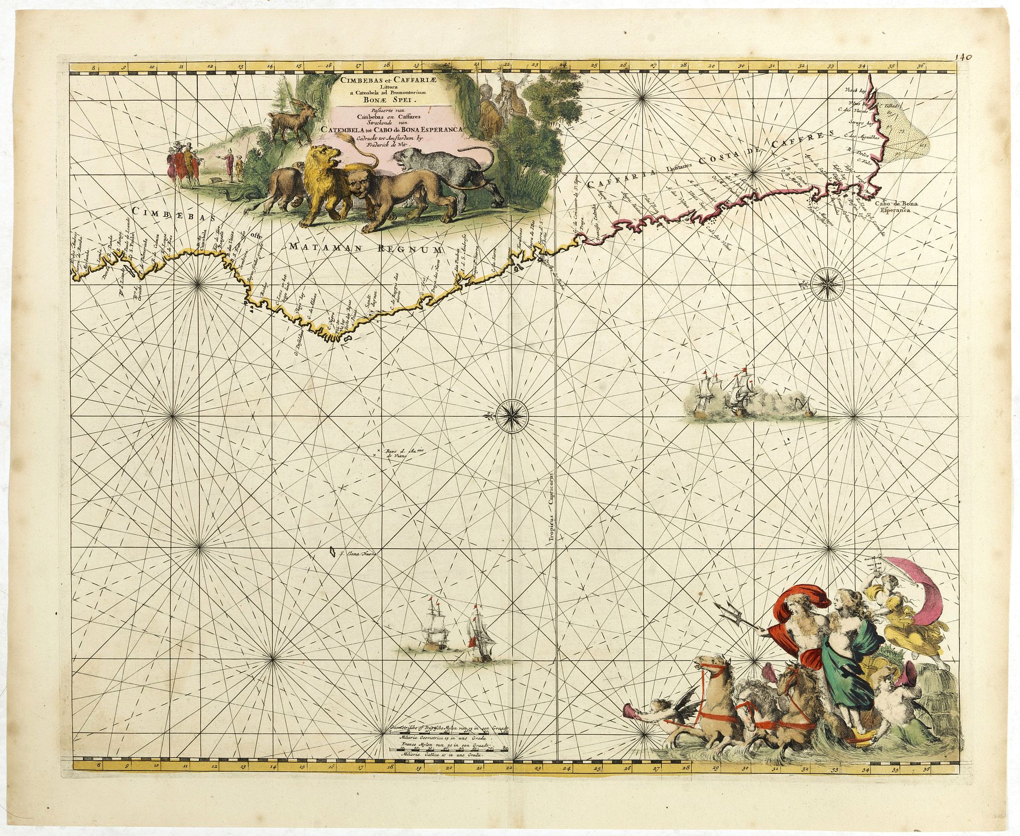 DE WIT, F. , Cimbebas et Caffariae Littora a Catenbela ad Promontorium. . ., antique map, old maps