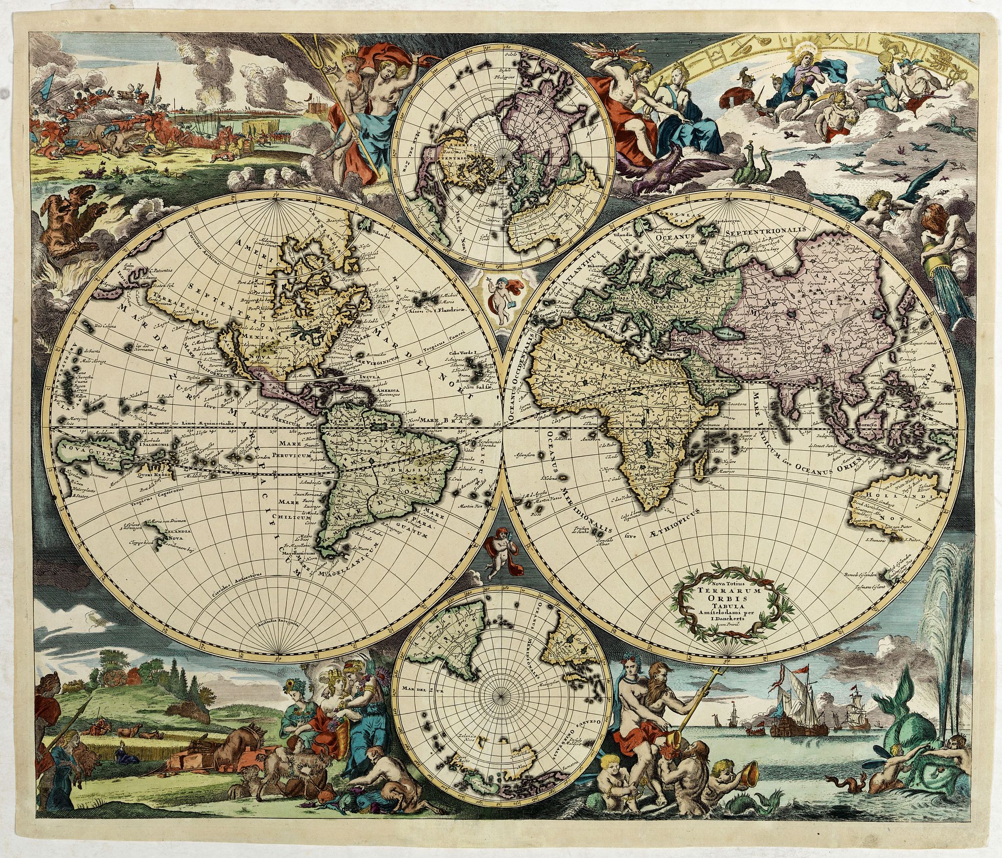 DANCKERTS, J, Nova Totius Terrarum Orbis Tabula. . ., antique map, old maps