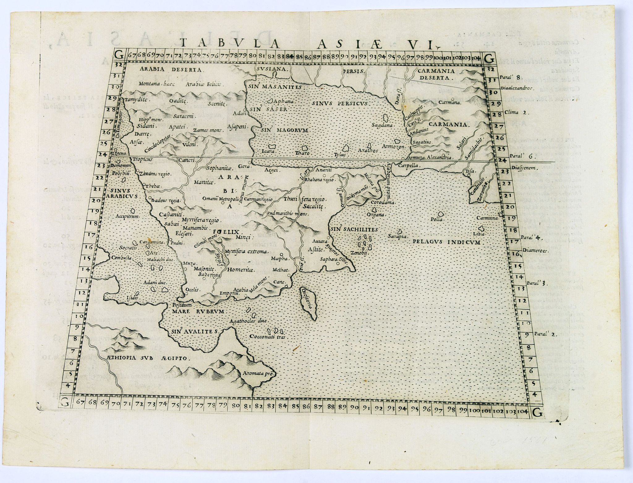 RUSCELLI, G., Tabula Asiae VI. (Arabian Peninsular), antique map, old maps