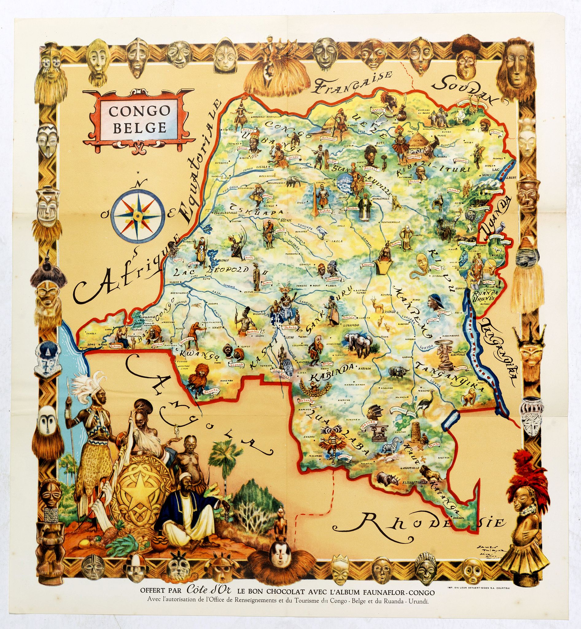 COTE D'OR, Congo Belge., antique map, old maps