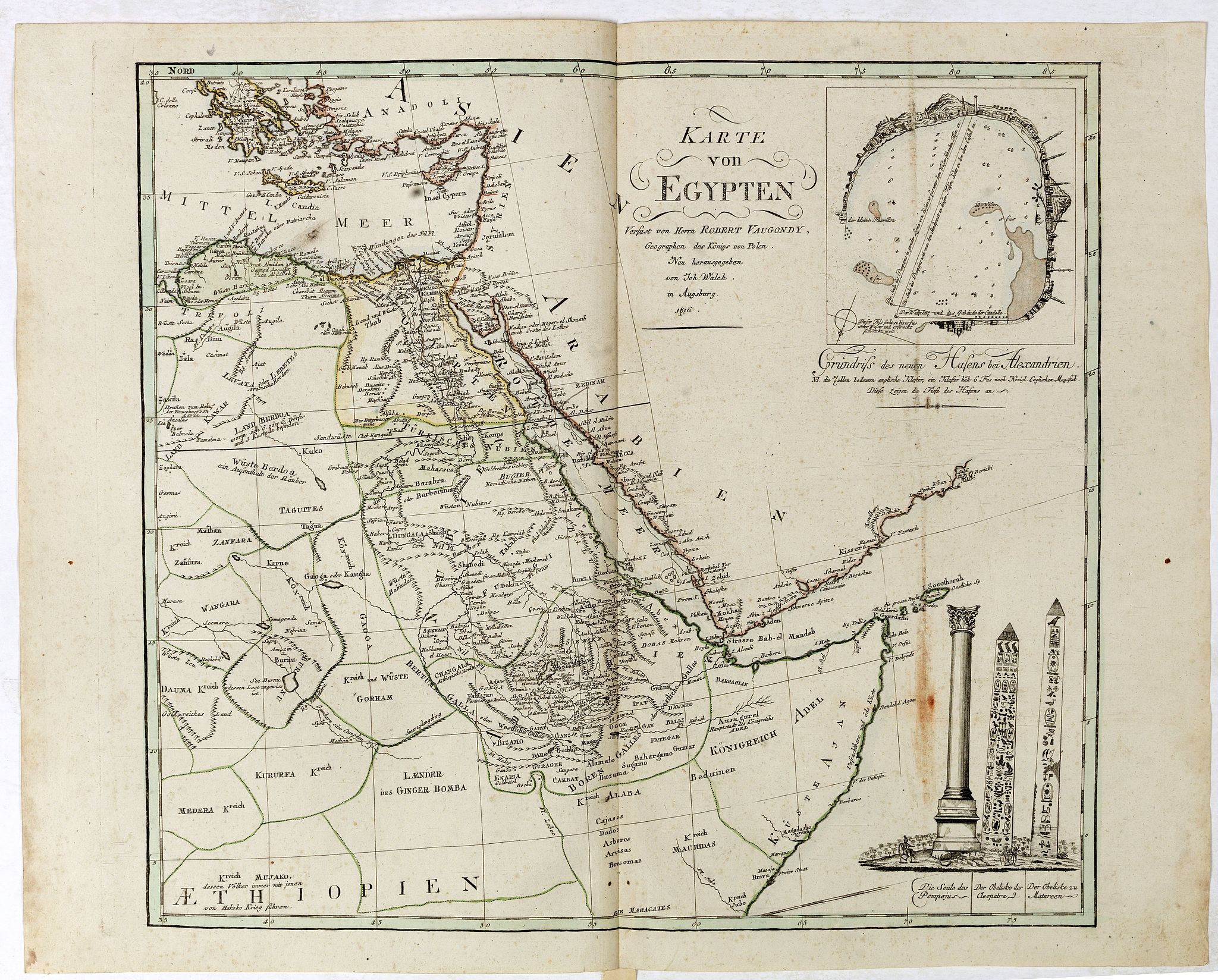 WALCH, J., Karte von Egypten Verfast von Herrn Robert Vaugody…, antique map, old maps