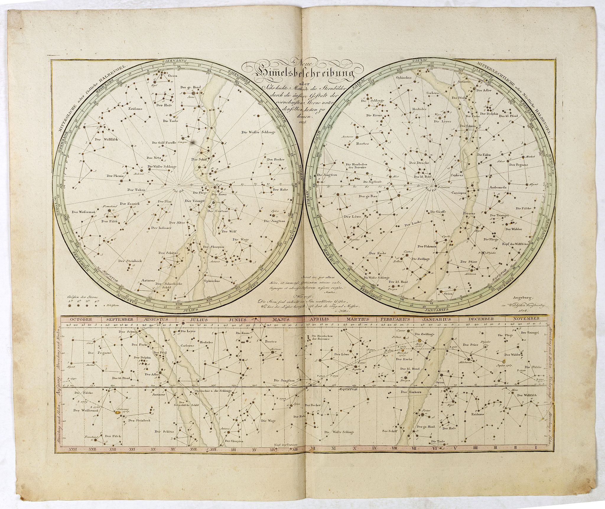 WALCH, J., Neue Himelsbechreibung oder Sehrleichte Methode die Sternbilder . . ., antique map, old maps