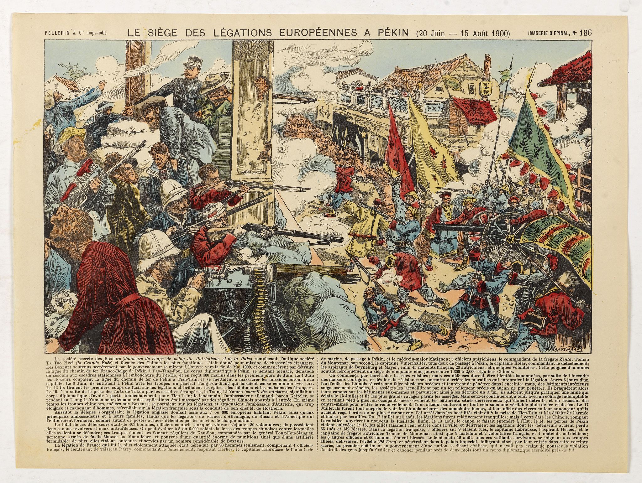 IMAGERIE D'EPINAL, Le siège des léfations Européennes a Pekin (20 juin - 15 août 1900) - (N°186), antique map, old maps