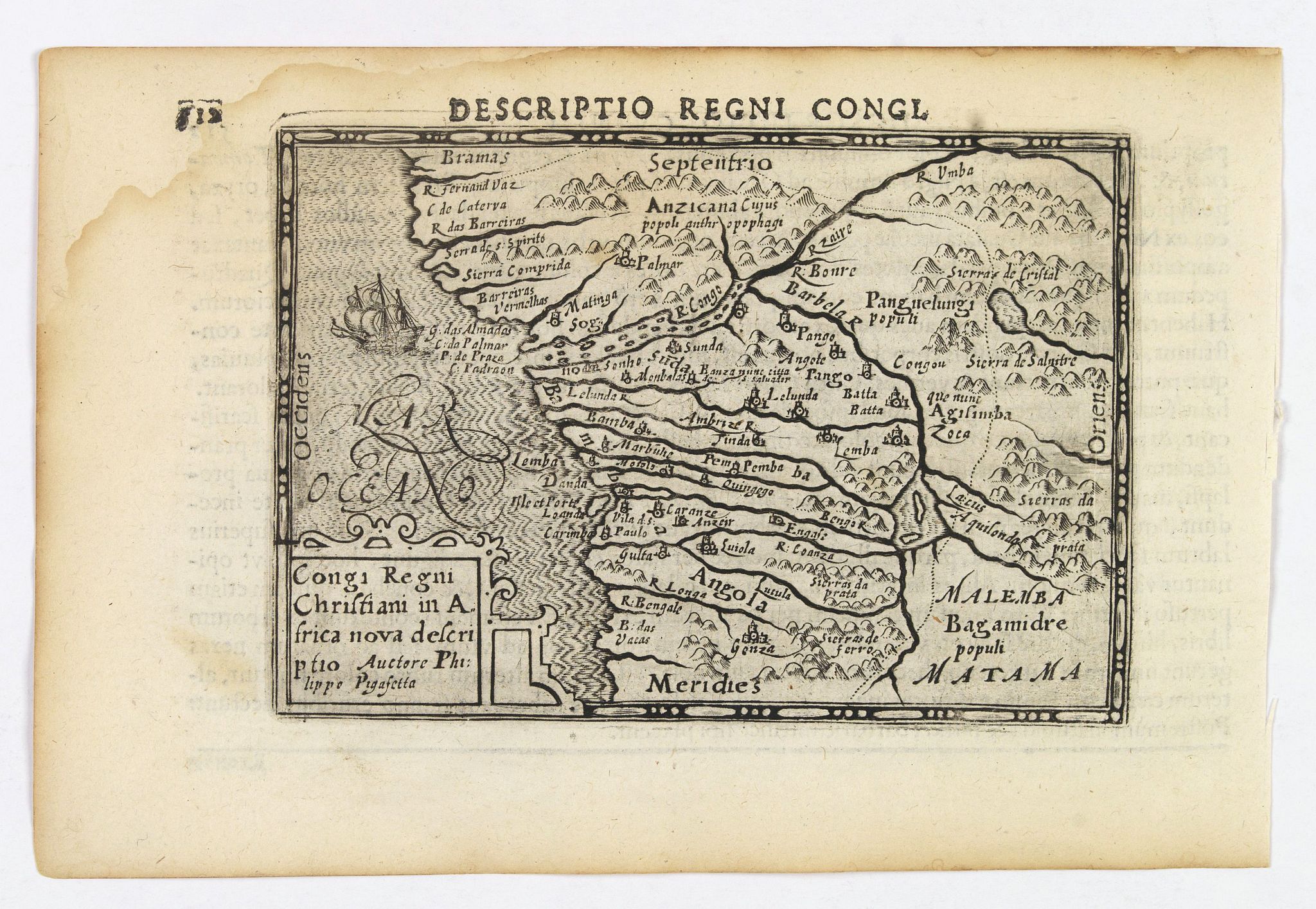 LANGENES, B. / BERTIUS, P., Descriptio Regni Congi., antique map, old maps