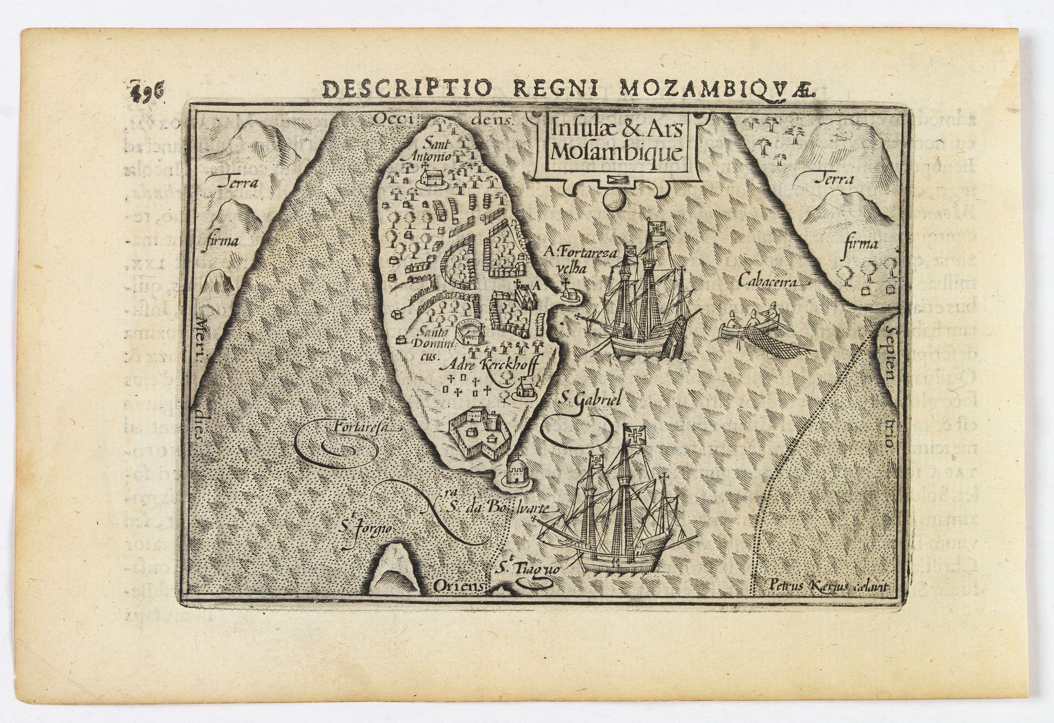 LANGENES, B. / BERTIUS, P., Insulae & Ars Mosambique., antique map, old maps