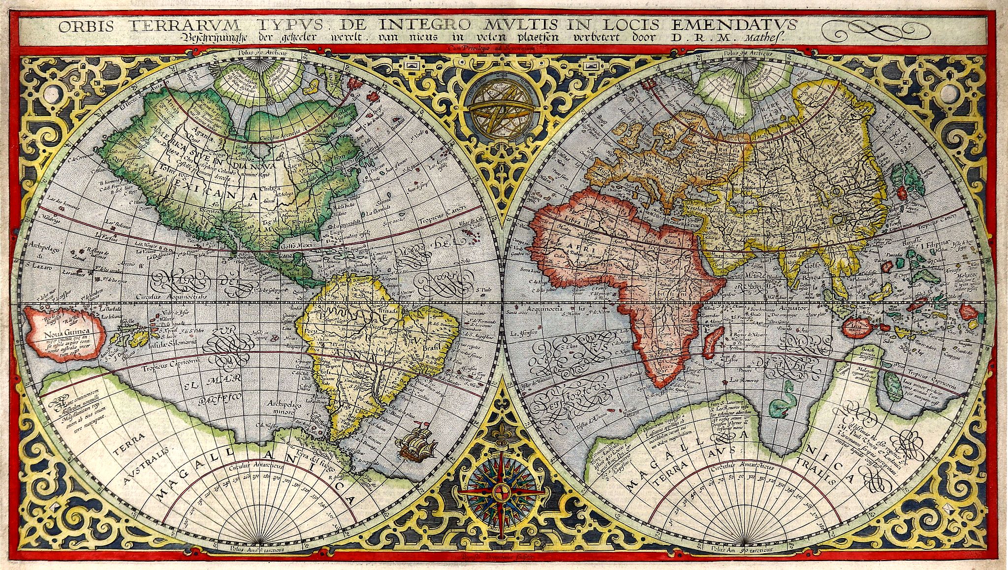 PLANCIUS, P., Orbis Terrarum Typus De Integro Multis In Locus Emandaius., antique map, old maps