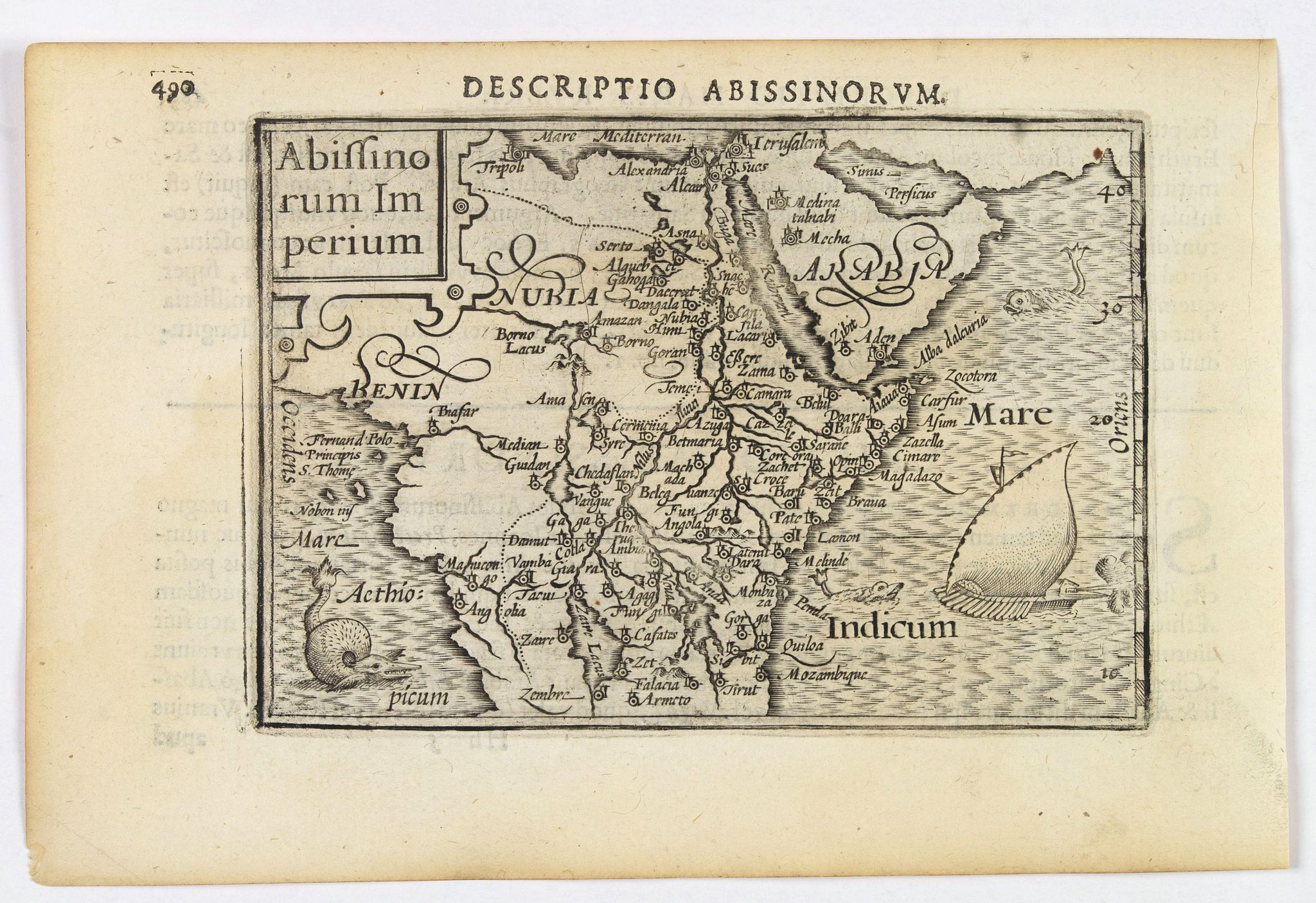 LANGENES, B. / BERTIUS, P., Abissinorum Imperium., antique map, old maps