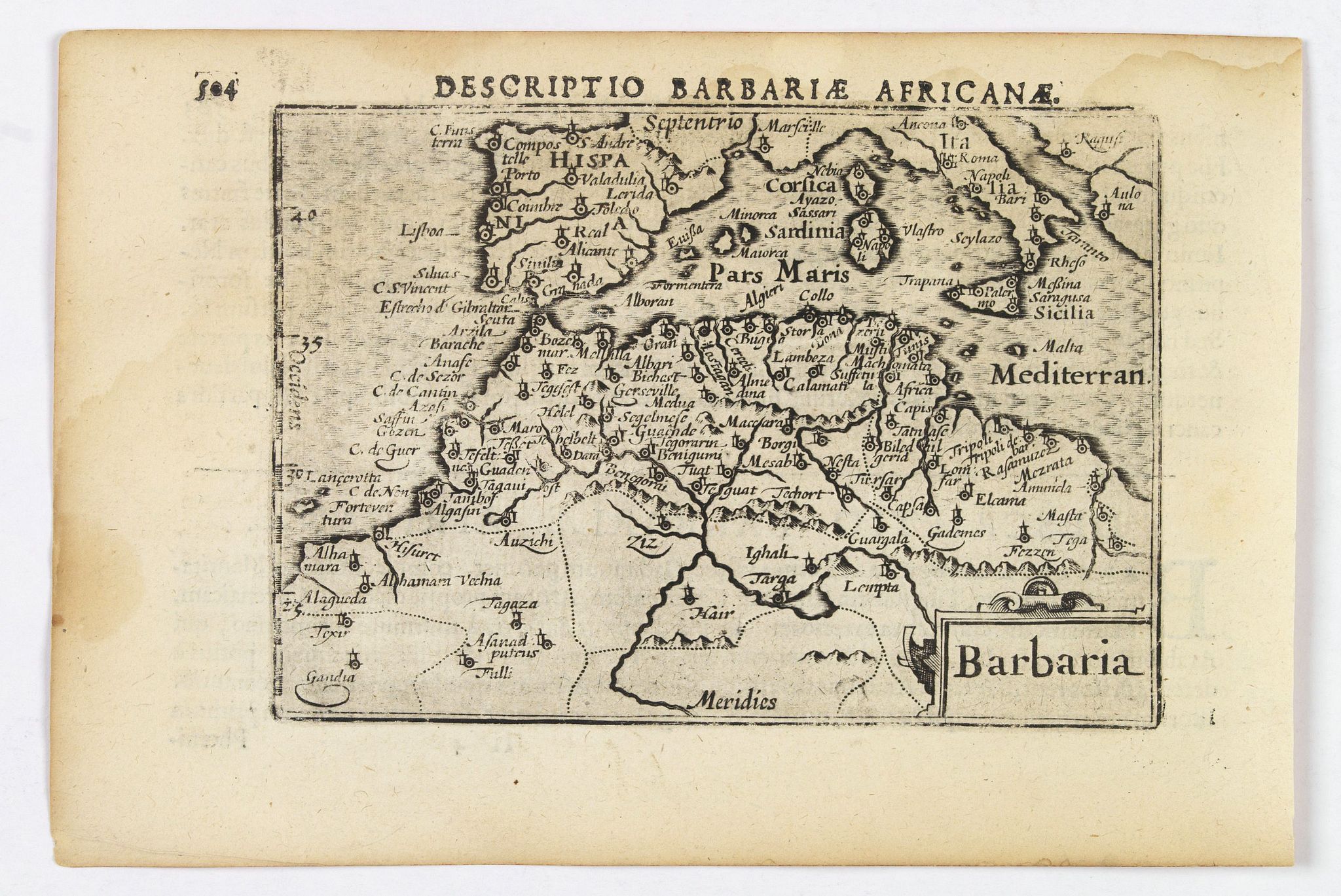 LANGENES, B. / BERTIUS, P., Barbaria., antique map, old maps