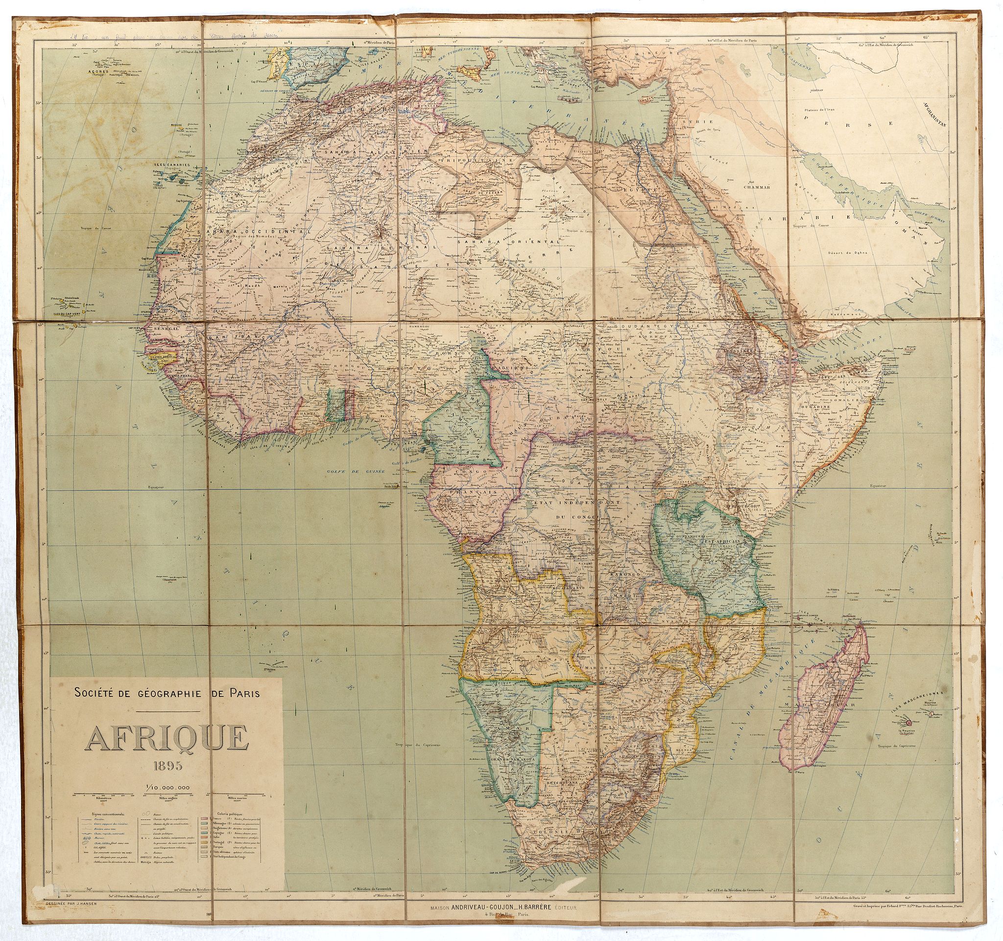 ANDRIVEAU-GOUJON, J., Afrique., antique map, old maps