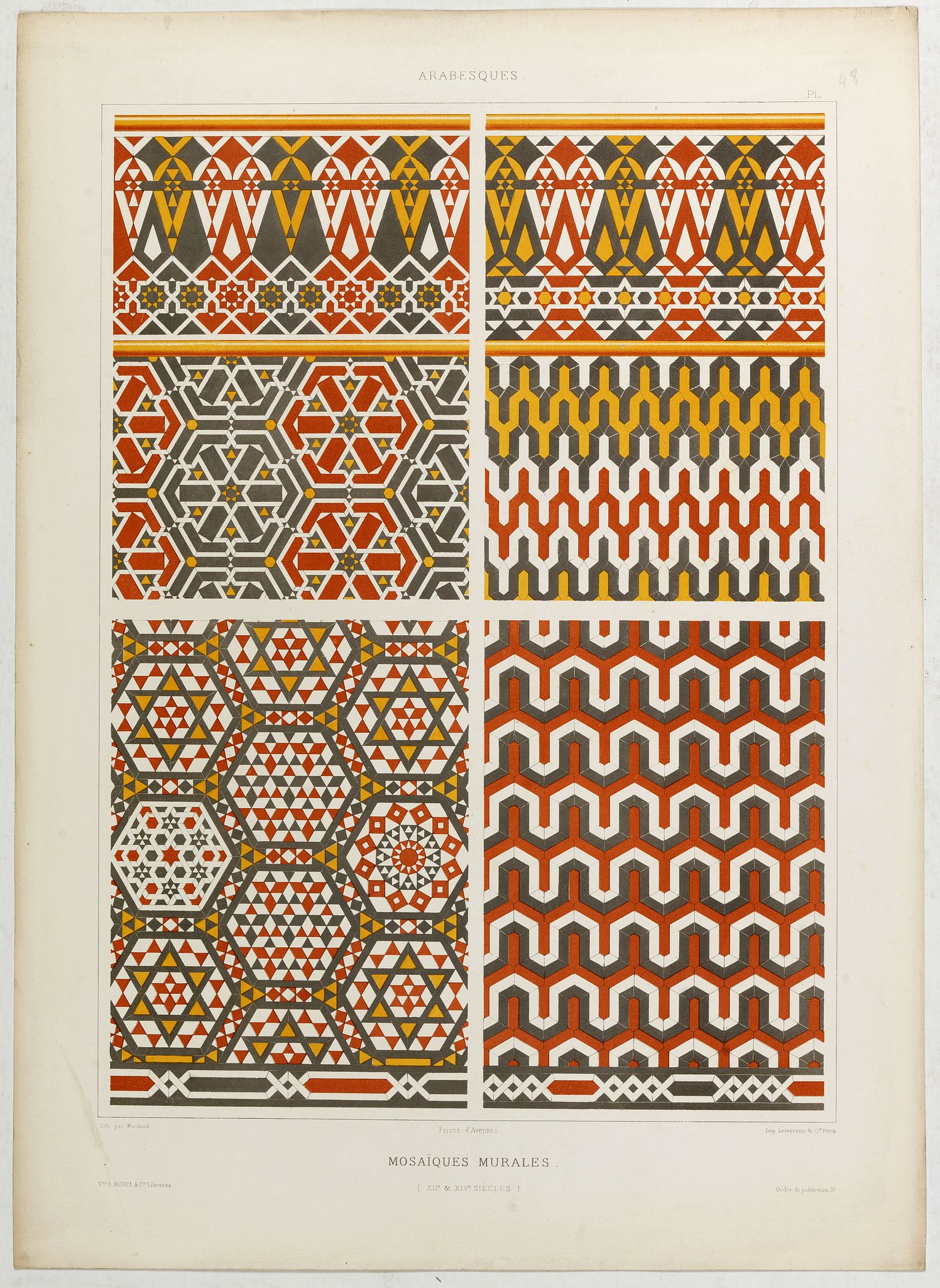 PRISSE D'AVENNES, E., Arabesques. - Mosaïques Murales., antique map, old maps