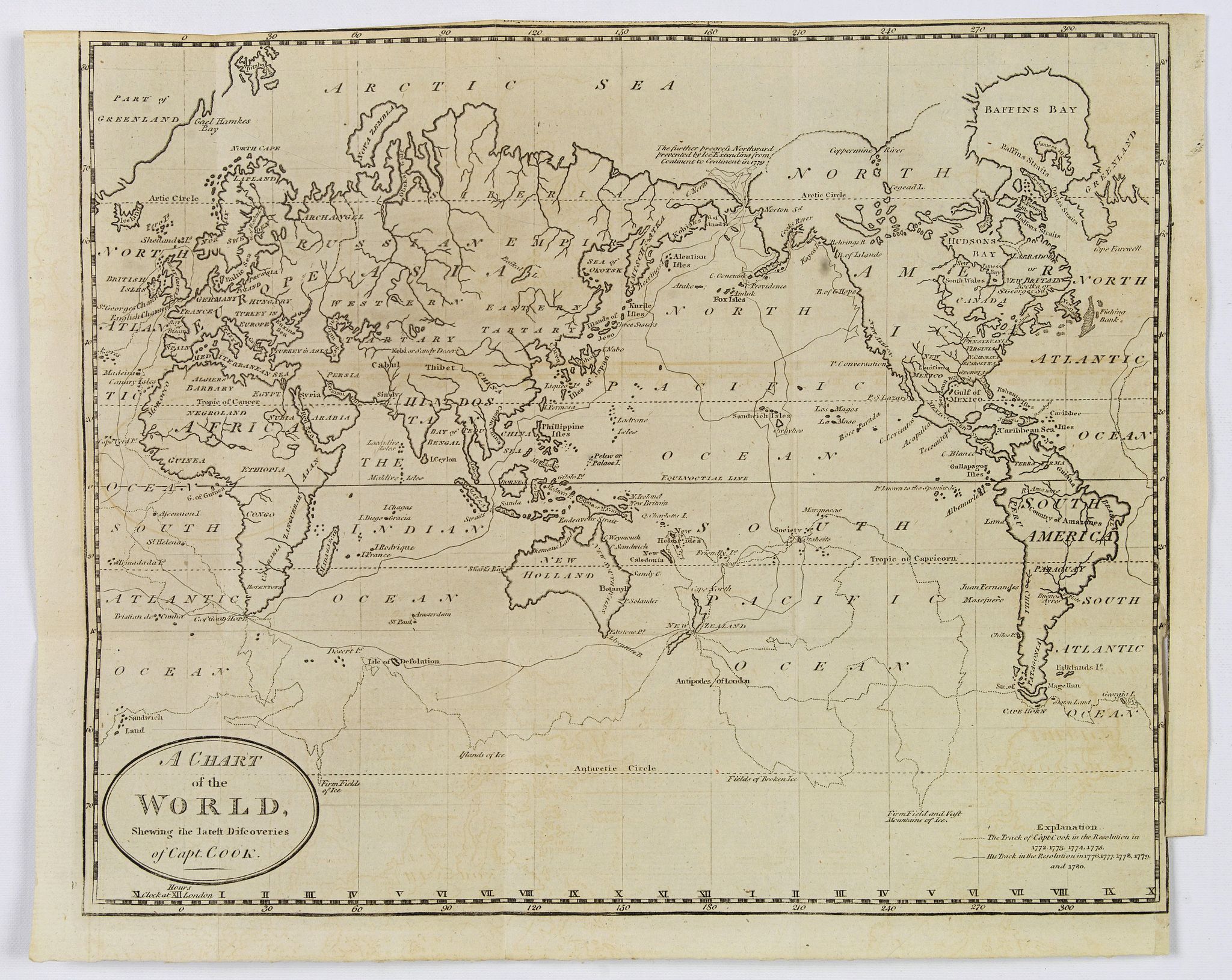 GUTHRIE, William., A Chart of the World, shewing the Latest Discoveries of Capt. Cook., antique map, old maps