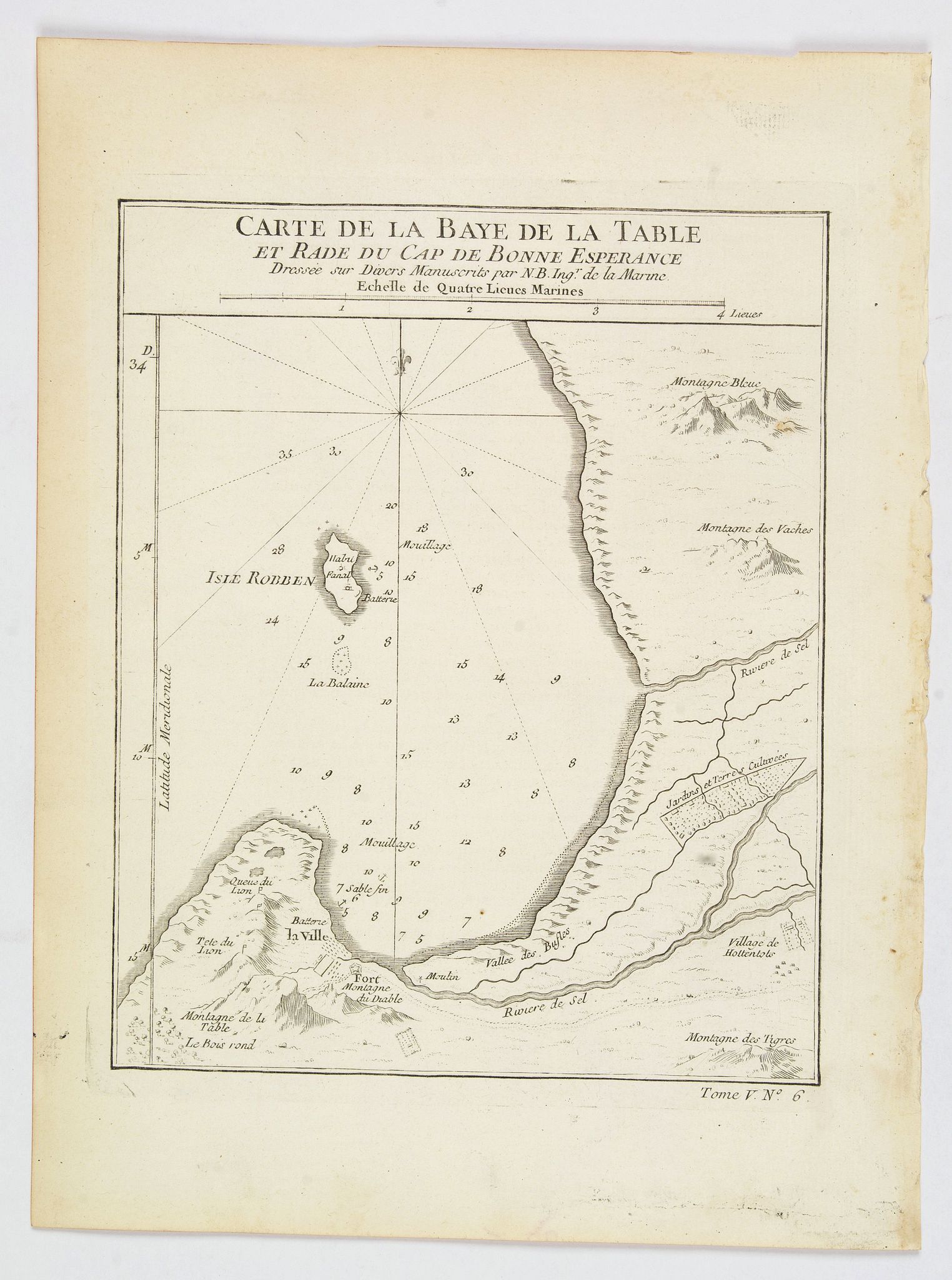BELLIN, J., Carte de la Baye de la Table, et Rade du Cap de Bonne Esperance., antique map, old maps