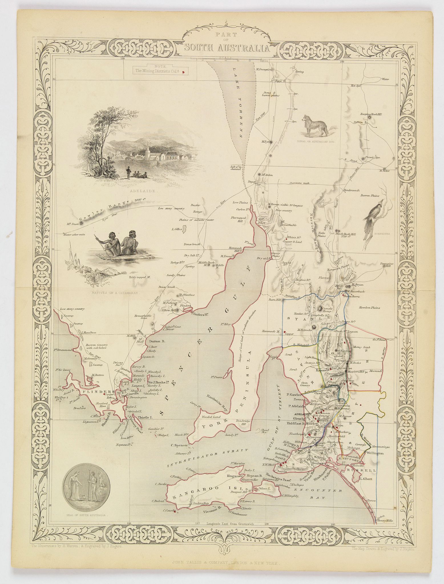TALLIS, J., Part of South Australia., antique map, old maps