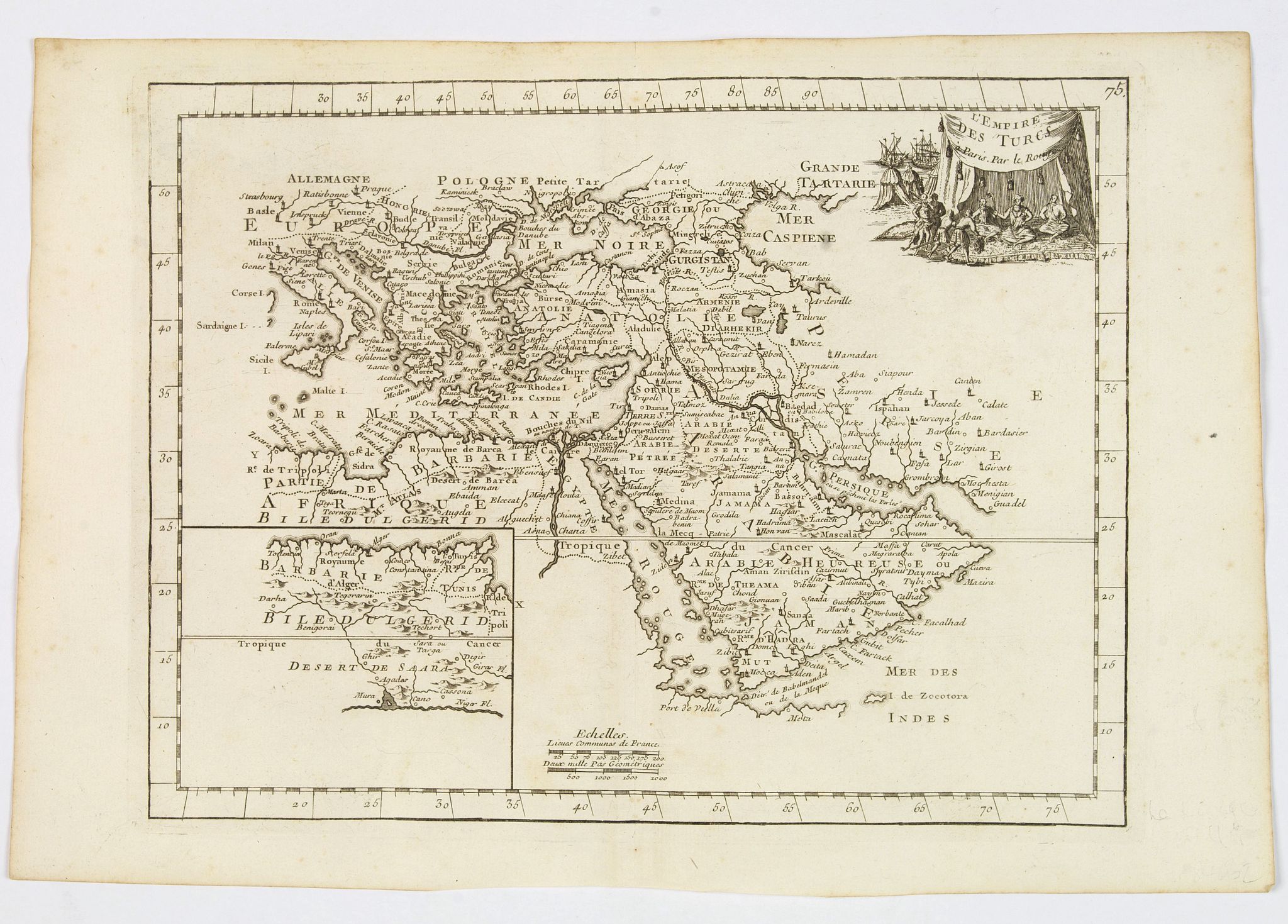 LE ROUGE, G.L., L'Empire des Turcs., antique map, old maps