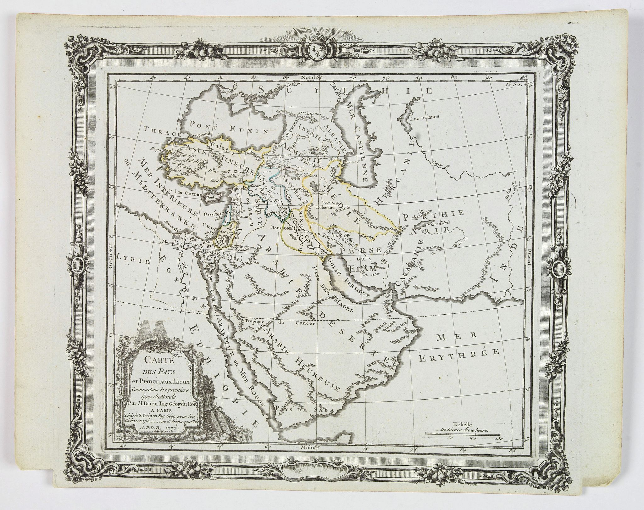 DESNOS, S., Carte des Pays et Principaux Lieux. . ., antique map, old maps
