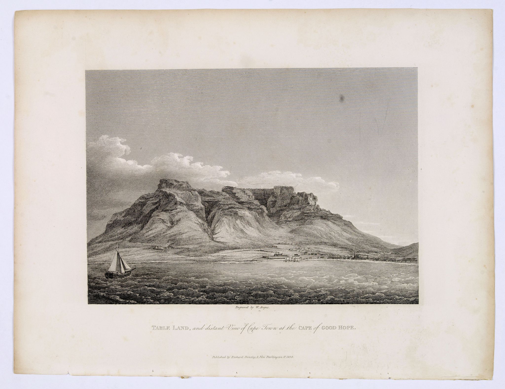 BENTLEY, Richard., TABLE LAND, and distant View of Cape Town at the CAPE of GOOD HOPE., antique map, old maps