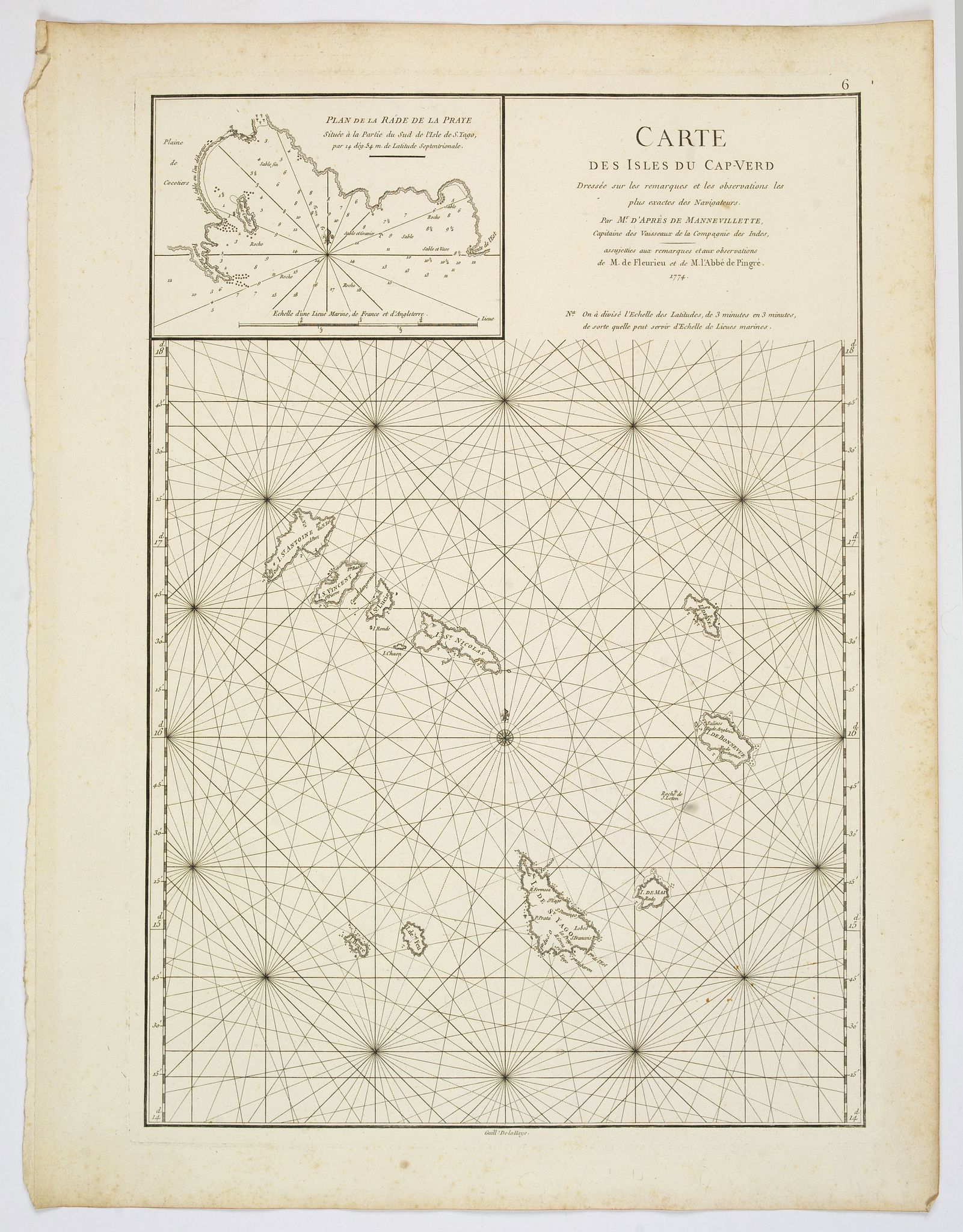 MANVILLETTE, Jean Baptiste de., Carte des Isles du Cap-Verd. . ., antique map, old maps