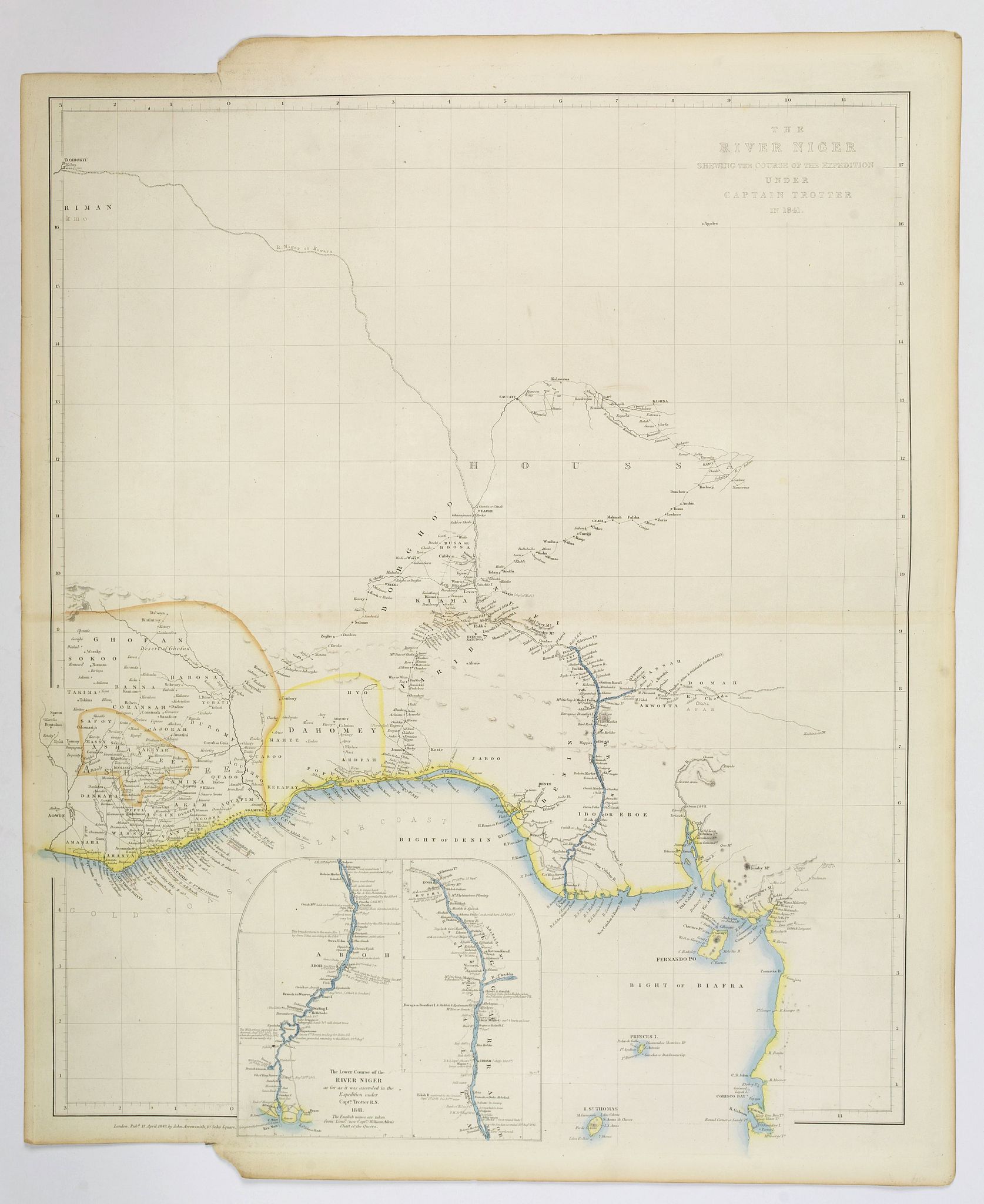 ARROWSMITH, John., The River Niger shewing the Course of the Expedition under Captain Trotter in 1841., antique map, old maps