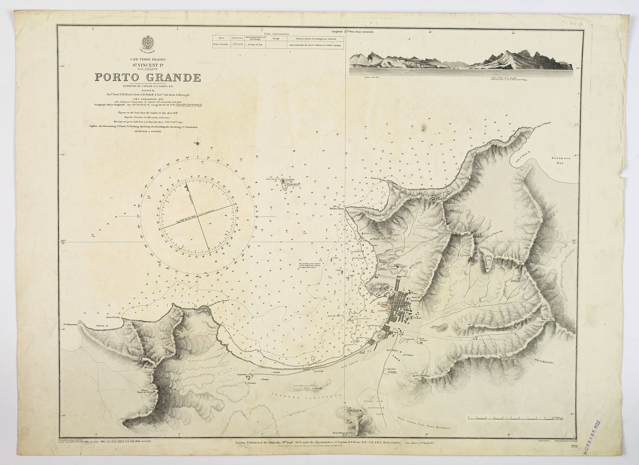ADMIRALTY CHART., Cape Verde Islands, St. Vincent, Porto Grande. . ., antique map, old maps