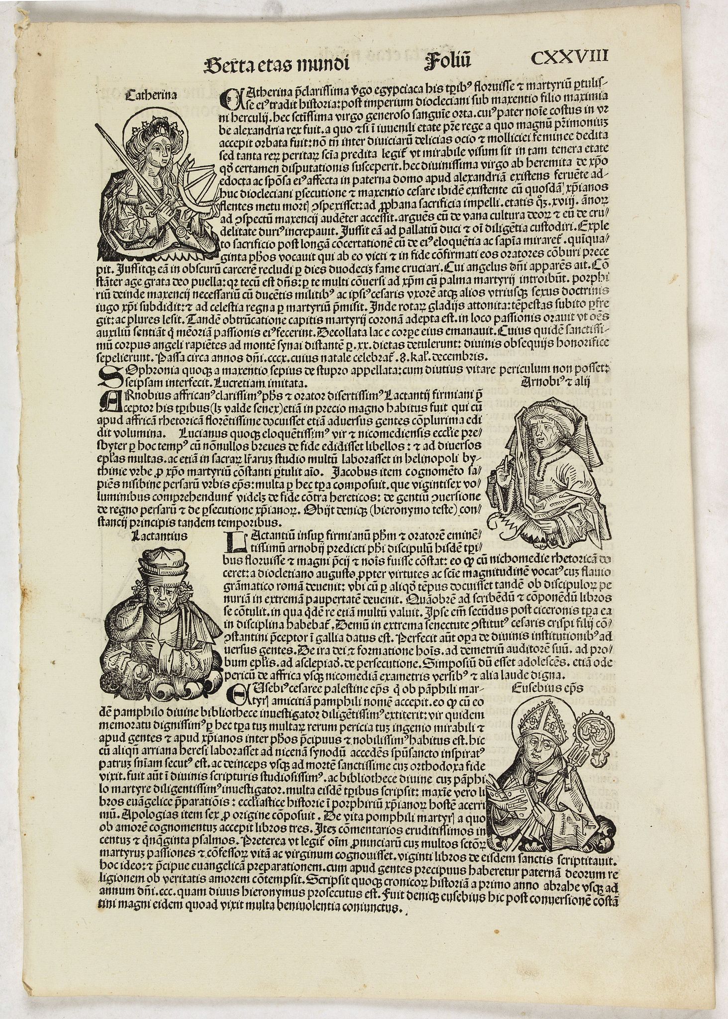 SCHEDEL, H., Sexta Etas Mundi. Folium. CXXVIII, antique map, old maps