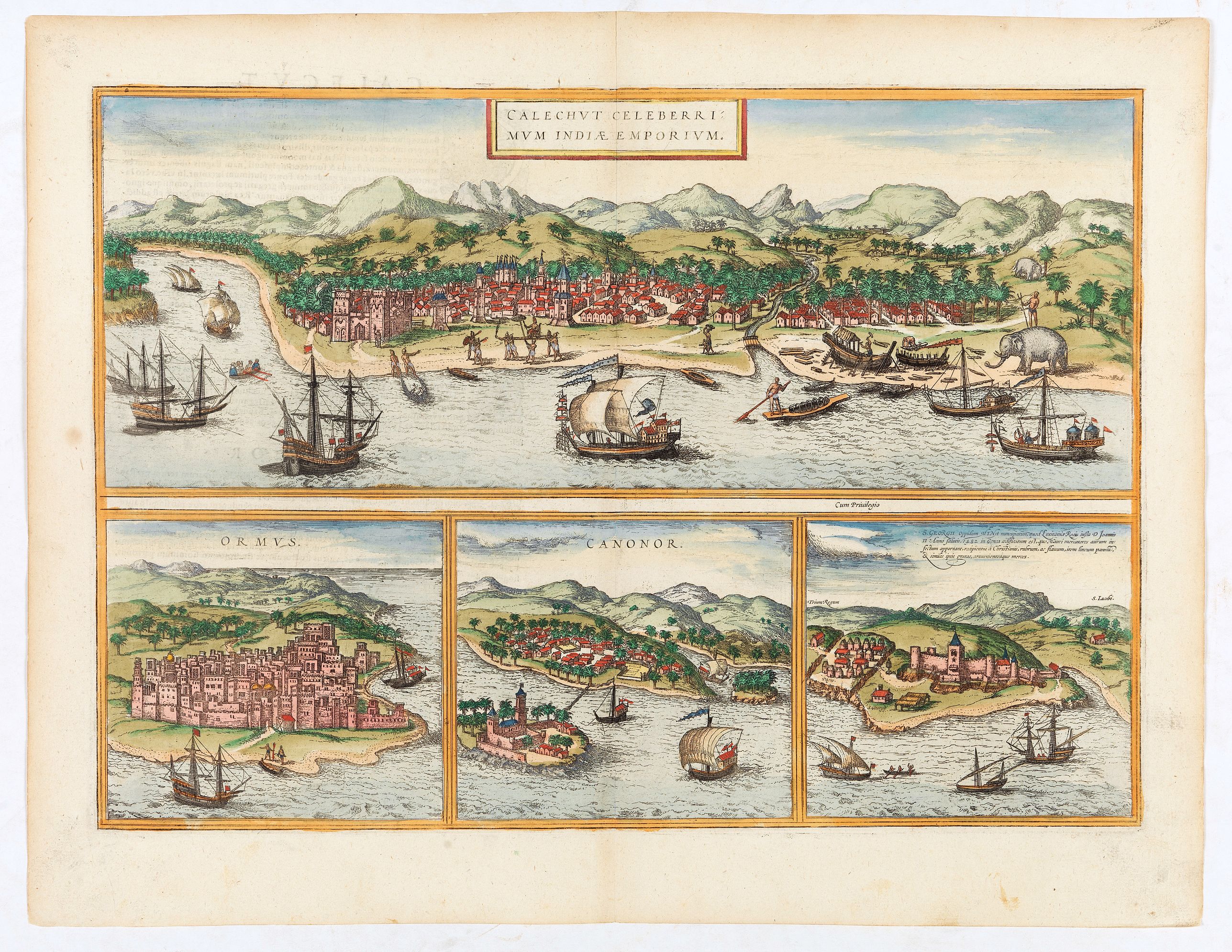 BRAUN, G. / HOGENBERG, F., Calechut / Ormus / Canonor., antique map, old maps