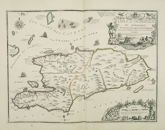 FER, N. de. / DANET, G.,  L'Isle St. Domingue ou Espagnole., antique map, old maps