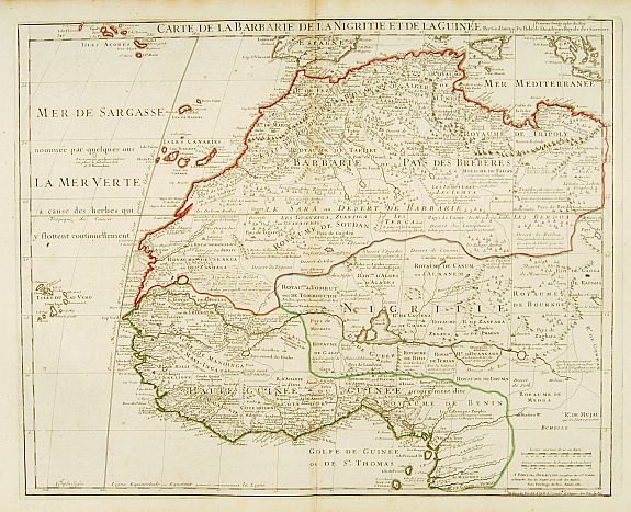 DE L'ISLE / BUACHE, Ph., Carte de la Barbarie de la Nigritie et de la Guinée. . ., antique map, old maps