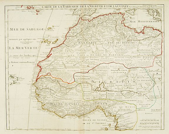 L'ISLE, G. de., Carte de la Barbarie de la Nigritie et de la Guinée, antique map, old maps