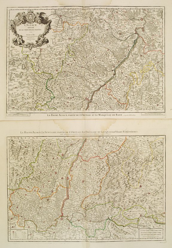 JAILLOT, H.,  (Set of 2 maps) L'Alsace divis�e en ses pincipales parties., antique map, old maps
