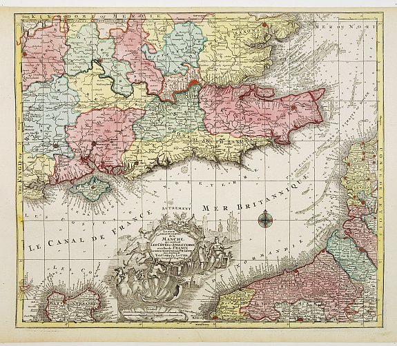 LOTTER, T. C., La plus grande partie de la Manche, qui contient les Côtes d'Angleterre?, antique map, old maps