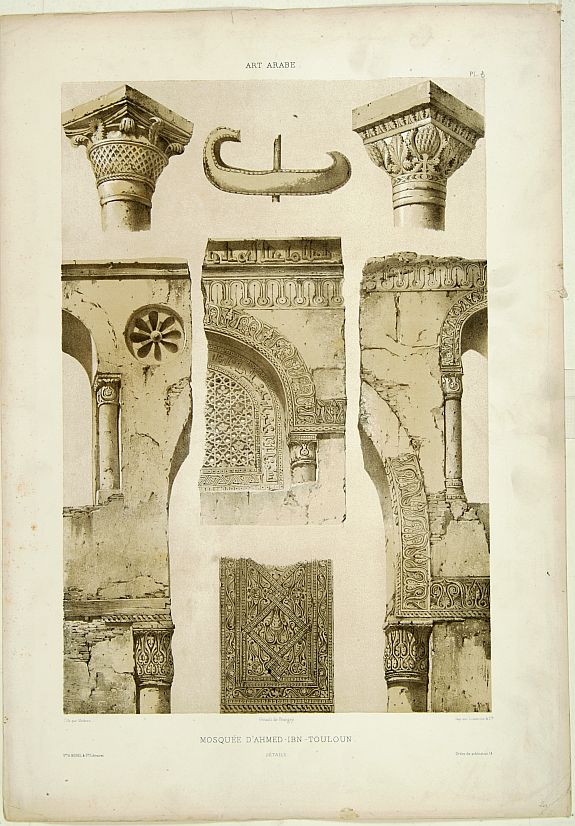 PRISSE D'AVENNES,E., Mosquée d'Ahmed-Ibn-Touloun., antique map, old maps